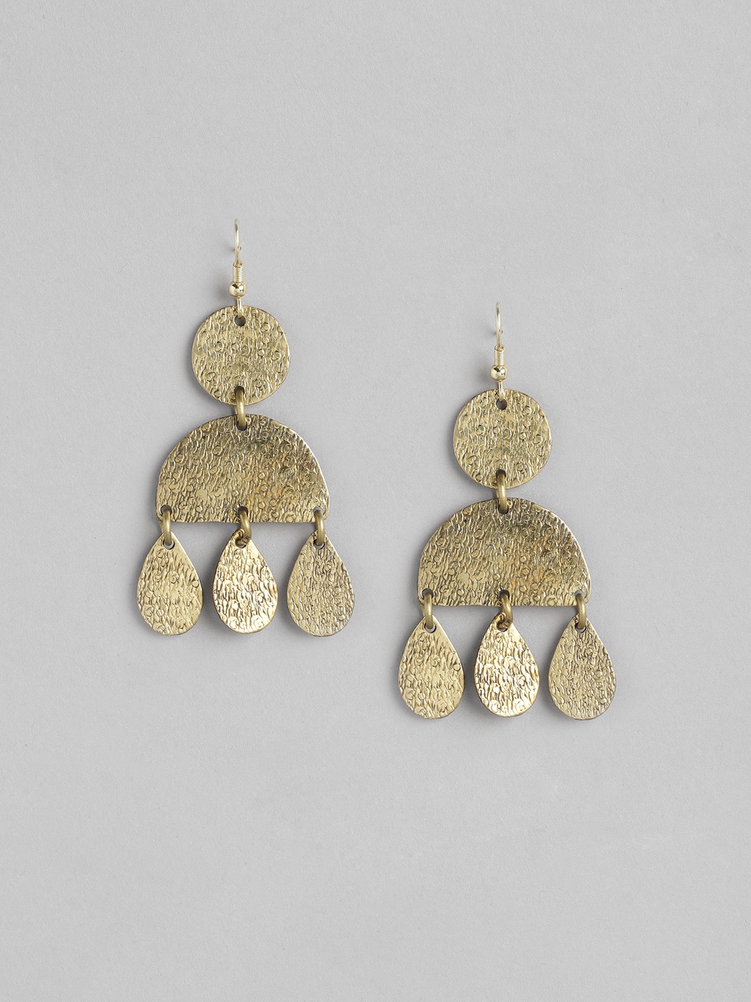 

RICHEERA Gold-Plated Contemporary Drop Earrings