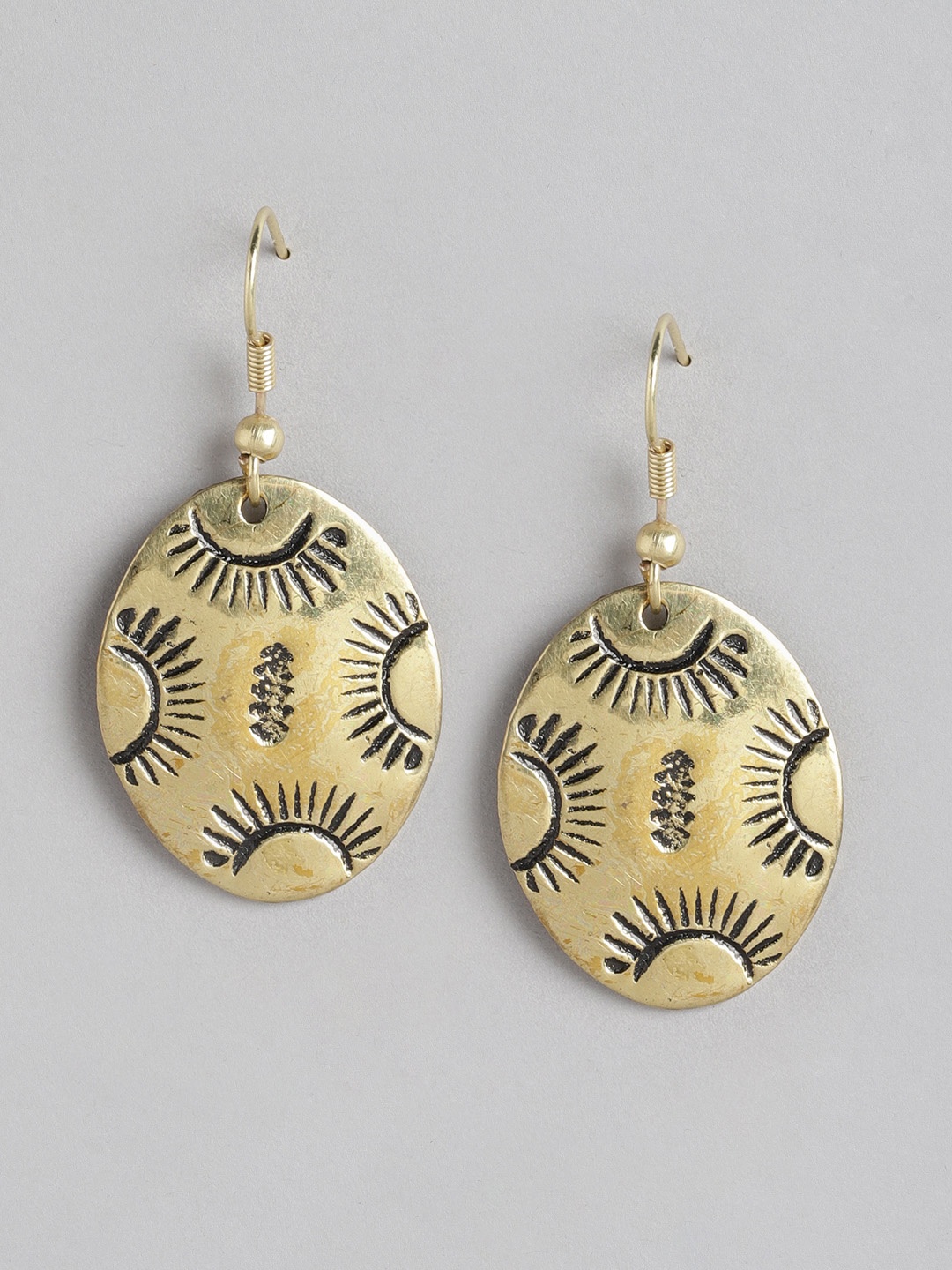 

RICHEERA Gold-Plated Oval Drop Earrings