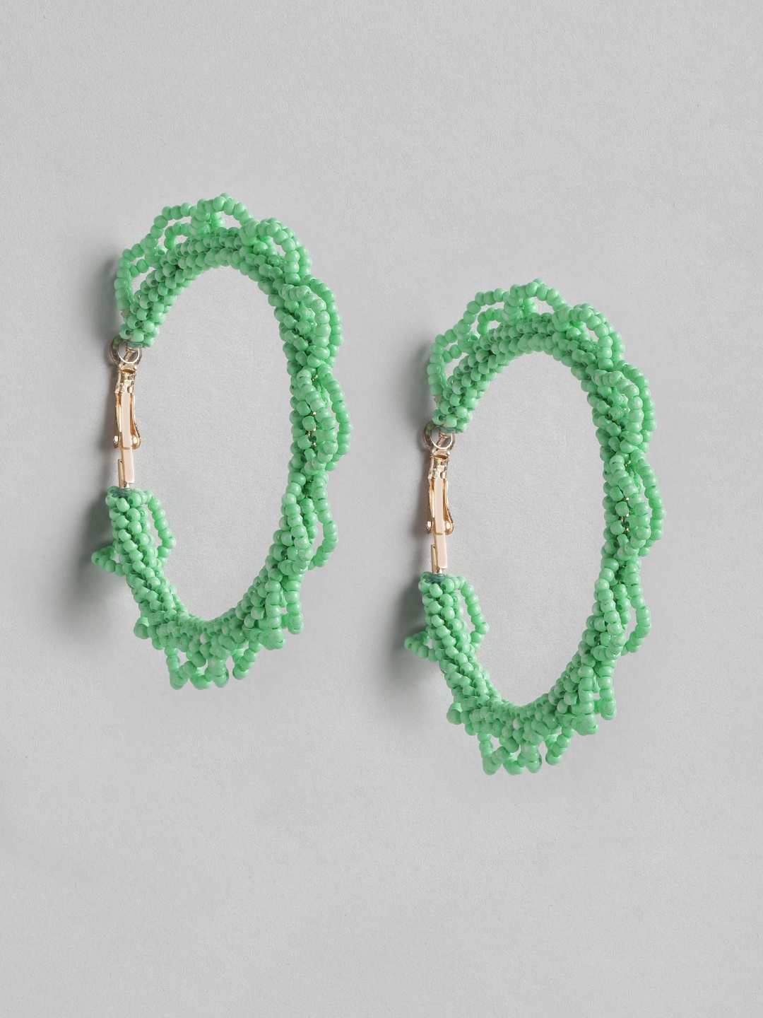 

RICHEERA Artificial Beads Circular Hoop Earrings, Green