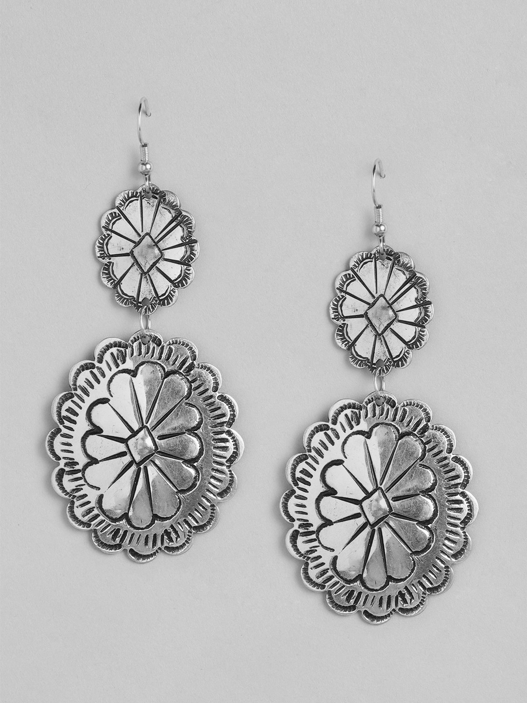 

RICHEERA Silver-Plated Floral Drop Earrings
