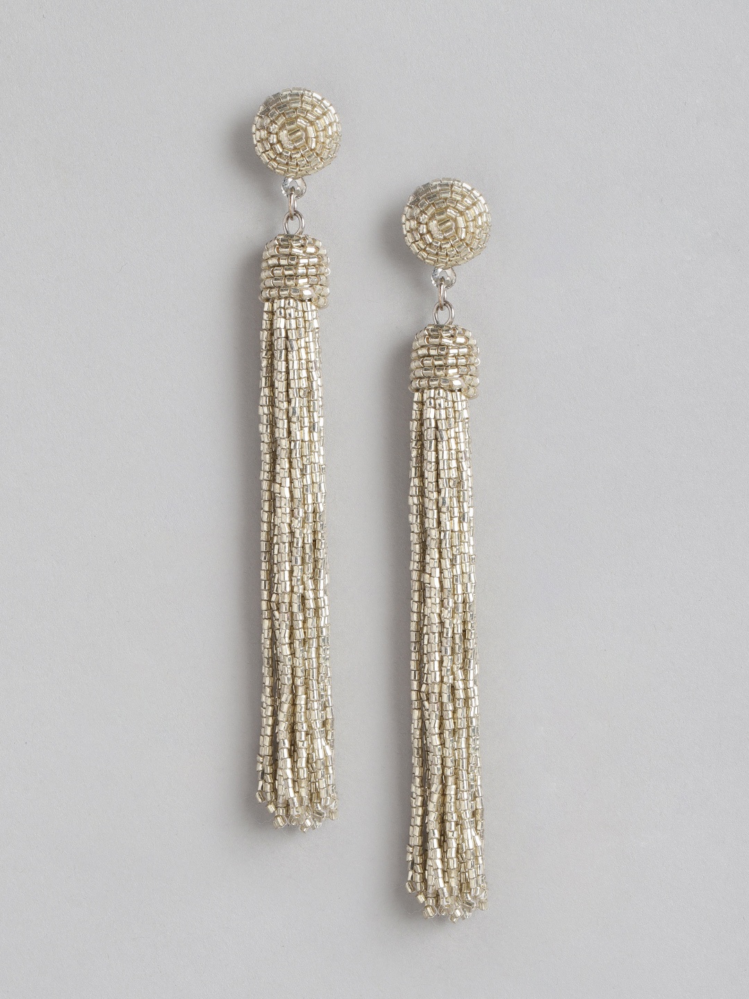 

RICHEERA Silver-Plated Artificial Beads Contemporary Drop Earrings