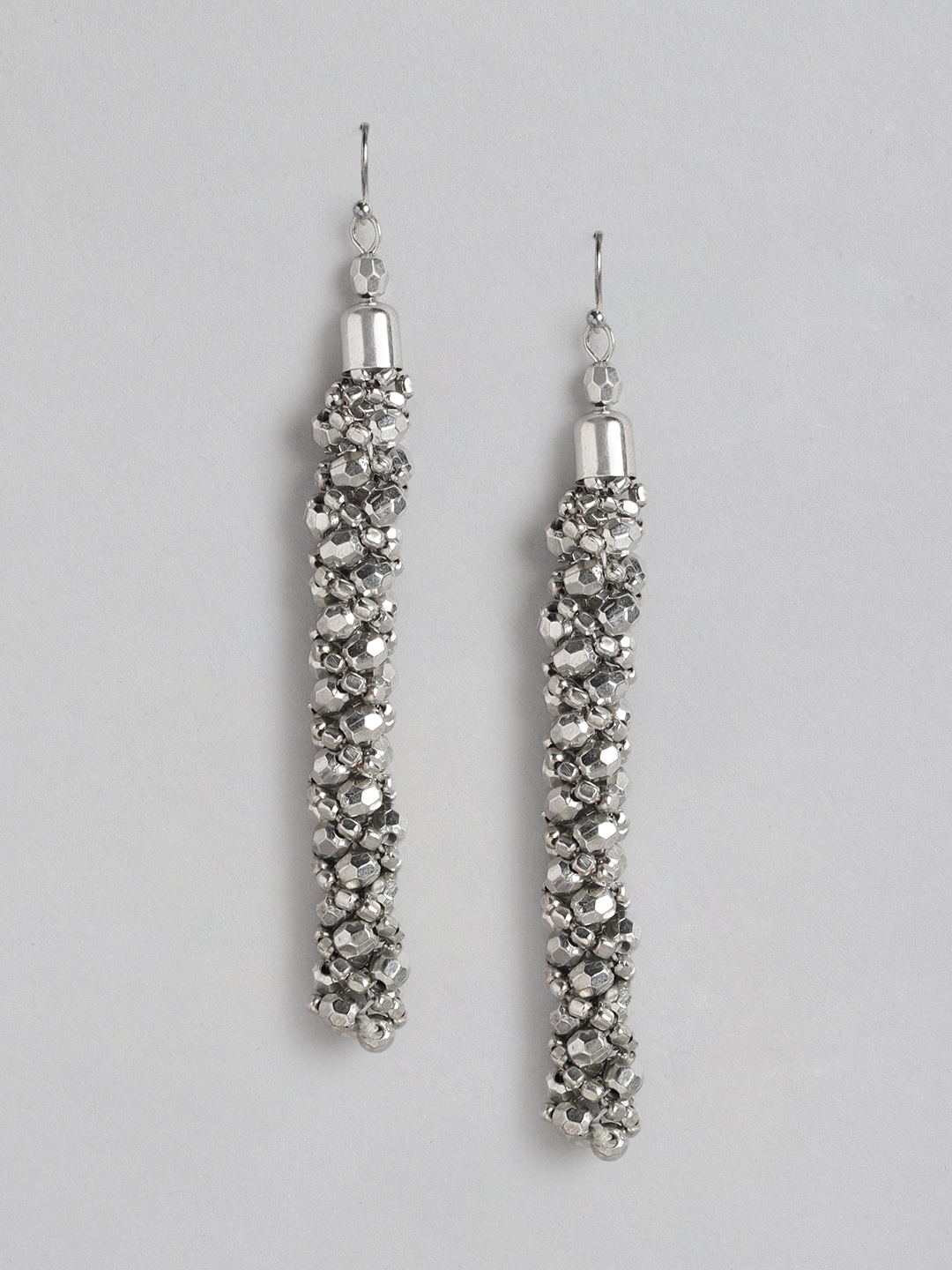 

RICHEERA Silver-Plated Artificial Beads Contemporary Drop Earrings