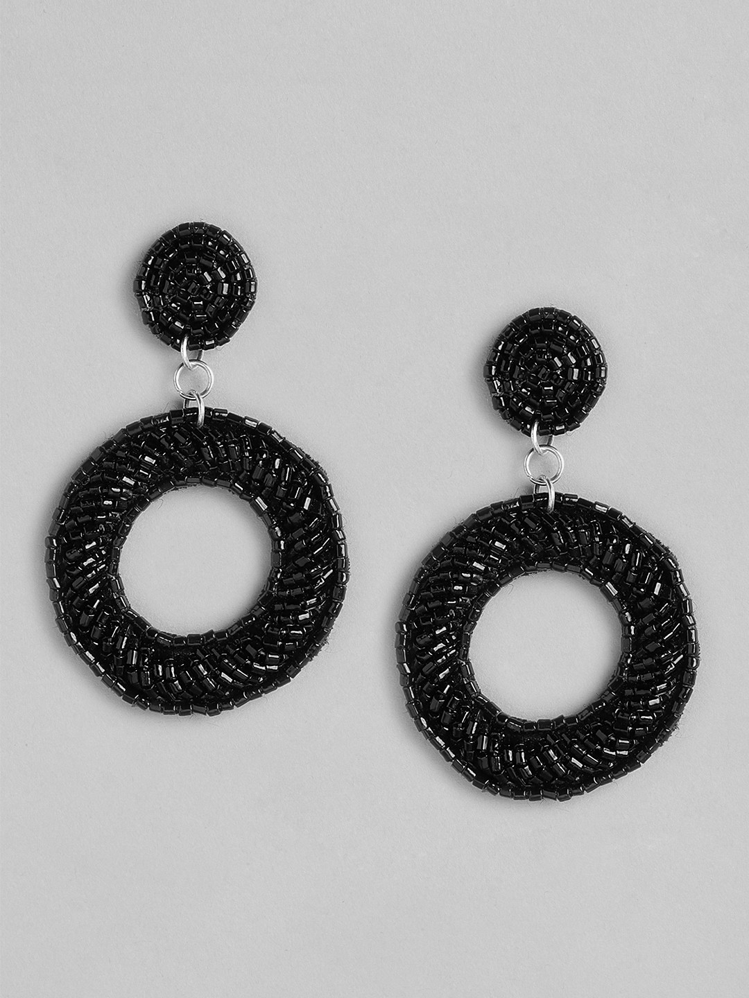 

RICHEERA Circular Artificial Beads Drop Earrings, Black
