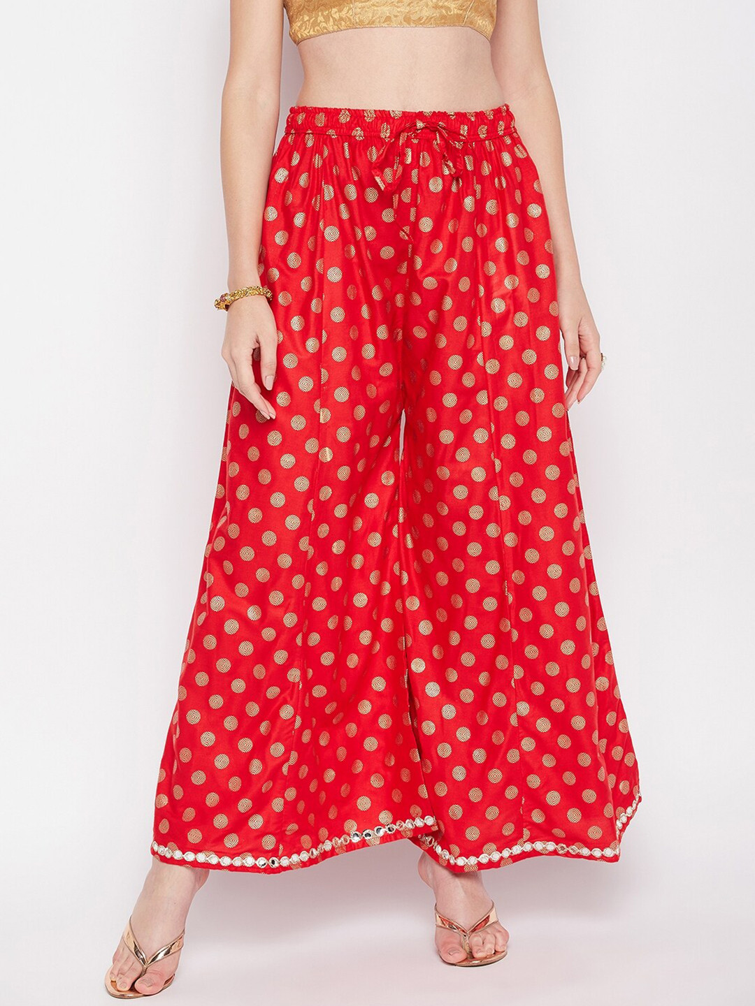 

Clora Creation Ethnic Motifs Printed Sharara, Red