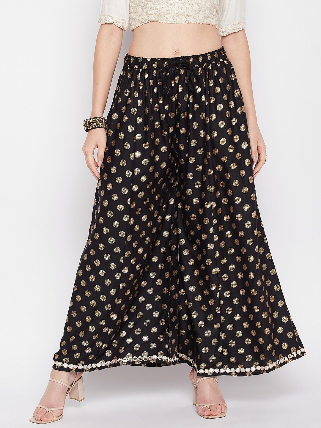 

Clora Creation Ethnic Motifs Printed Sharara, Black
