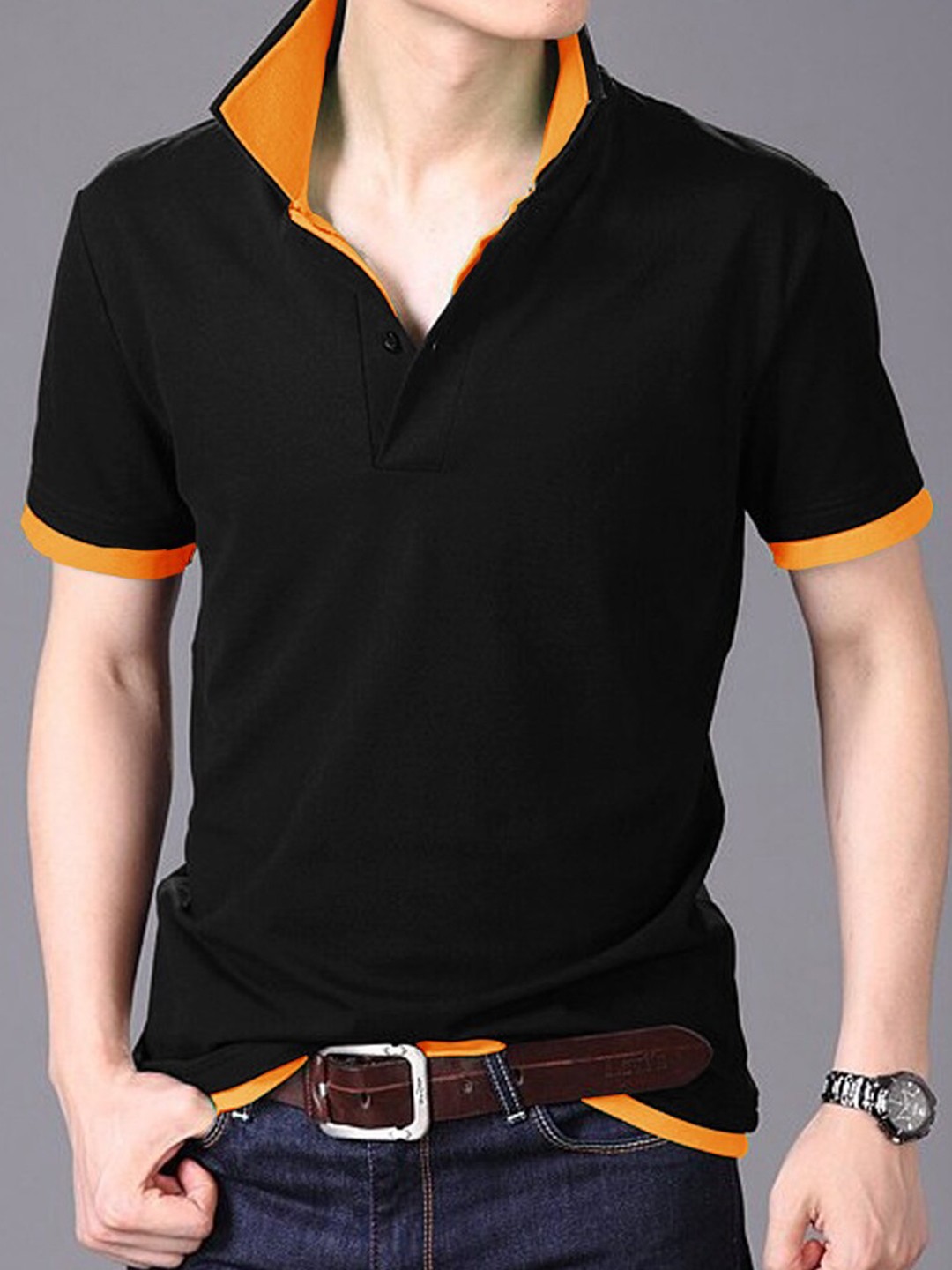 

Eyebogler Cotton Polo Collar T-Shirt, Black