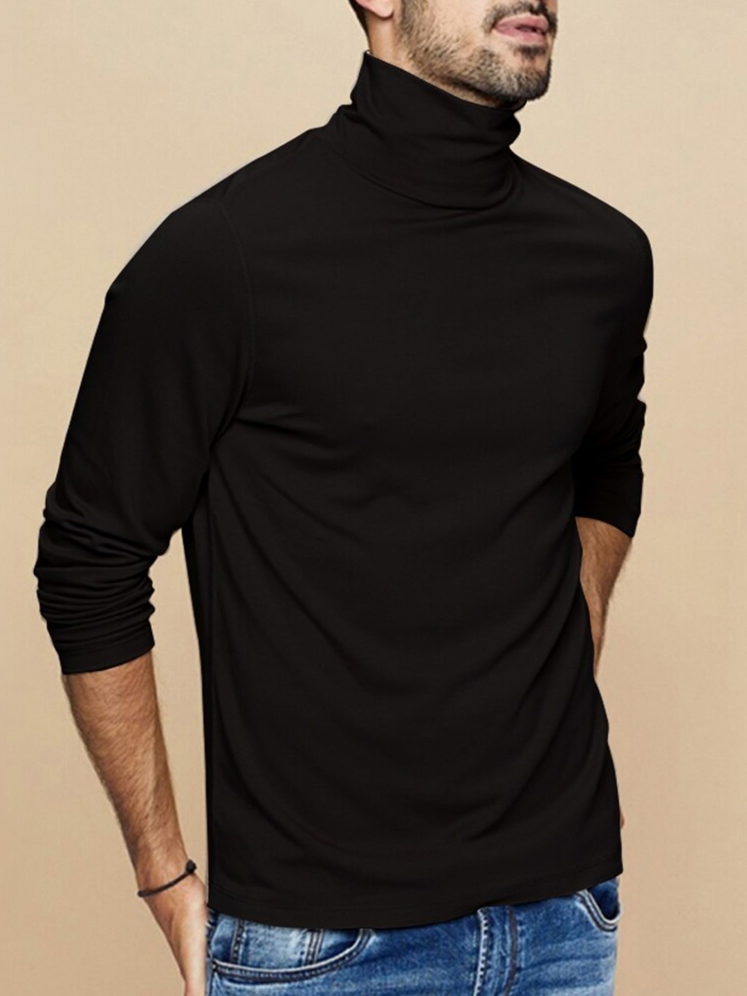 

Eyebogler High Neck Cotton T-Shirt, Black