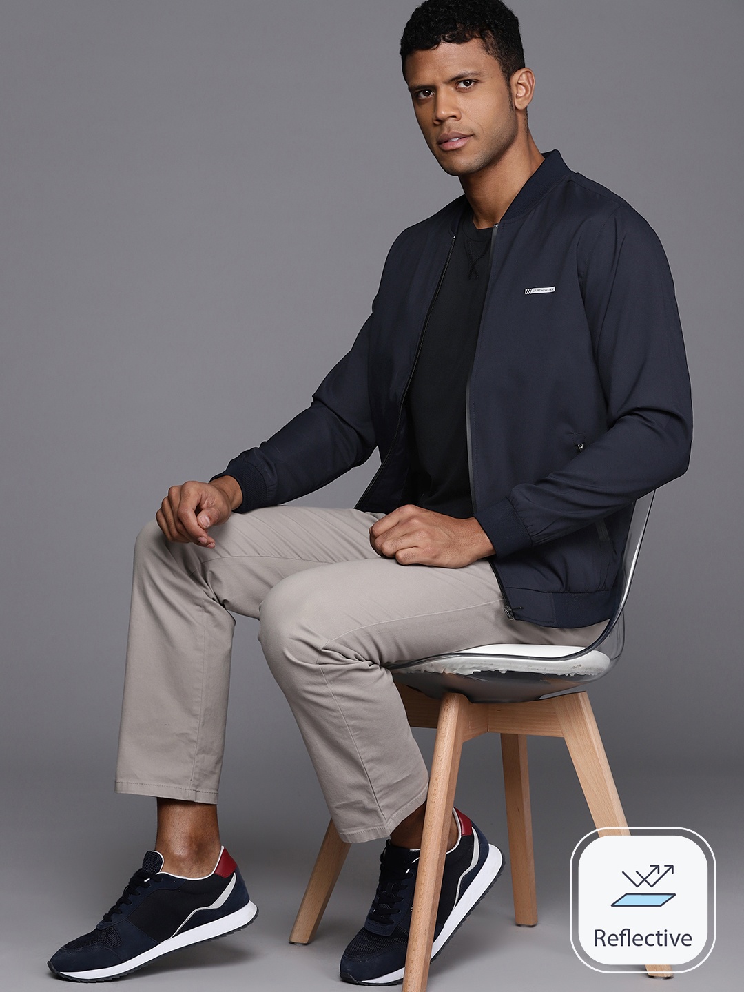 

Louis Philippe Sport Stand Collar Bomber Jacket, Navy blue