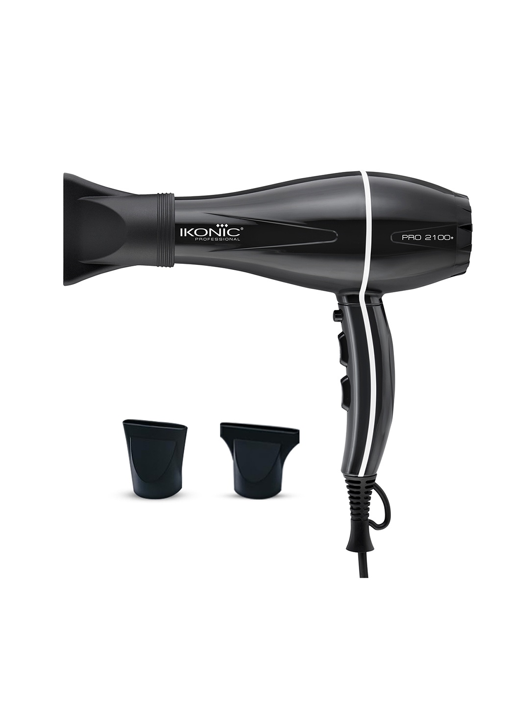 

Ikonic Professional Pro 2100+ Hair Dryer with Low Noise Function & Interchangeable Nozzles -Black