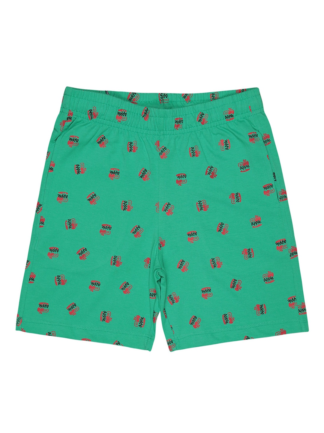 

Bodycare Kids Girls Mid-Rise Conversational Printed Cotton Shorts, Green