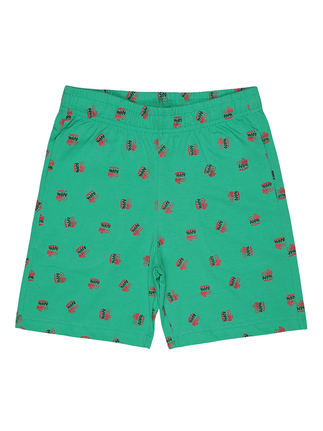 

Bodycare Kids Girls Mid-Rise Conversational Printed Cotton Shorts, Green