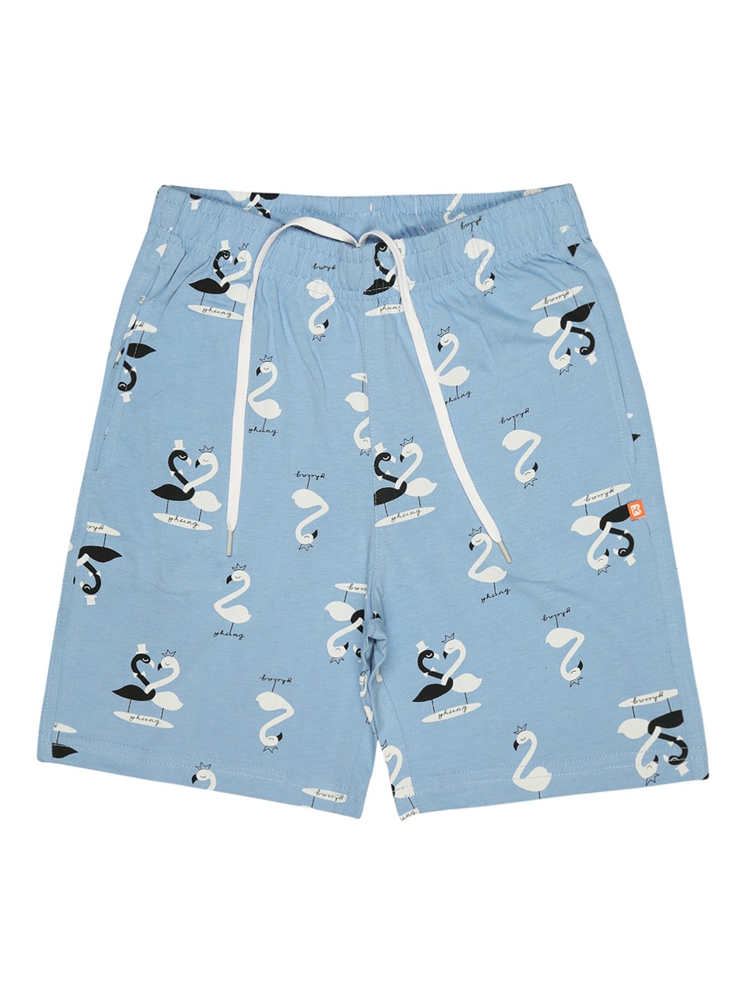 

Bodycare Kids Girls Mid-Rise Conversational Printed Cotton Shorts, Blue