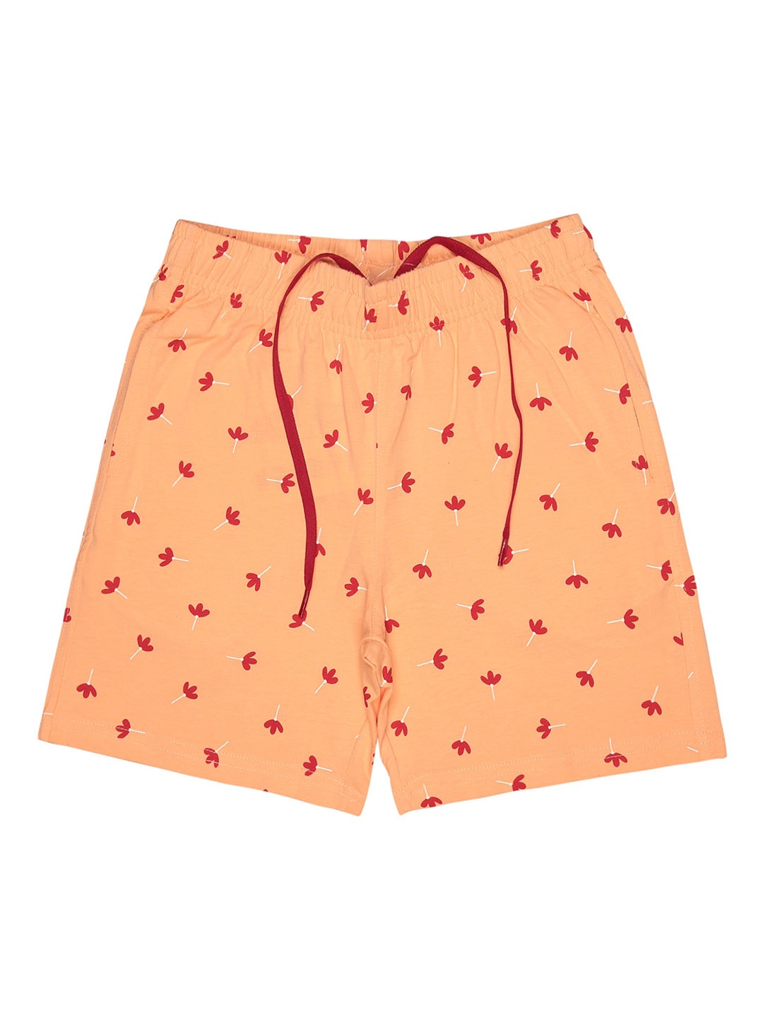 

Bodycare Kids Girls Conversational Printed Cotton Shorts, Peach