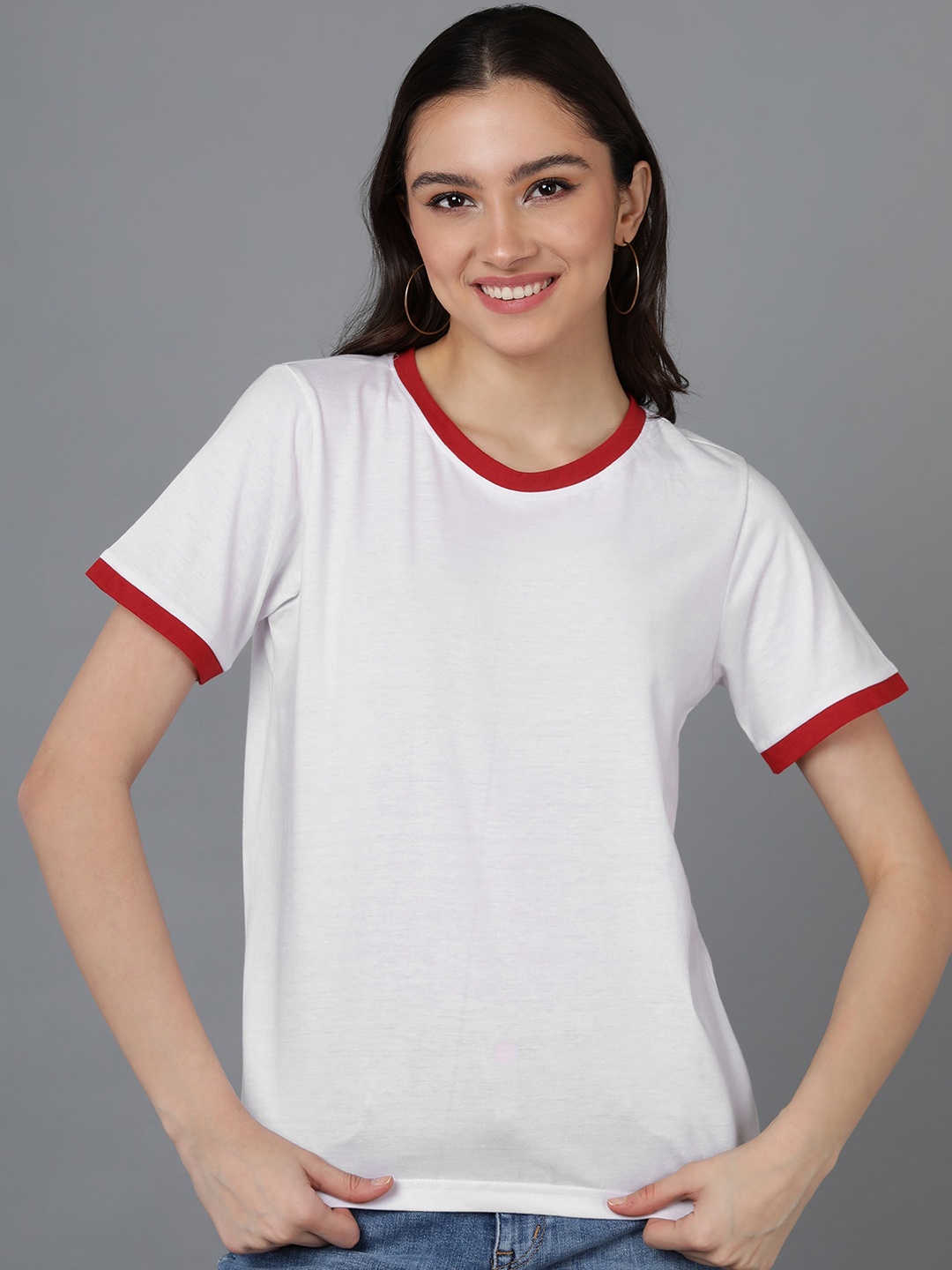 

Adyavastram Round Neck Regular Cotton T-shirt, White