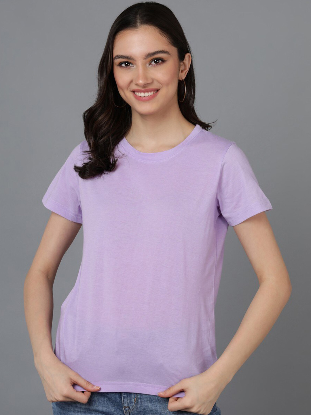 

Adyavastram Round Neck Cotton T-shirt, Purple