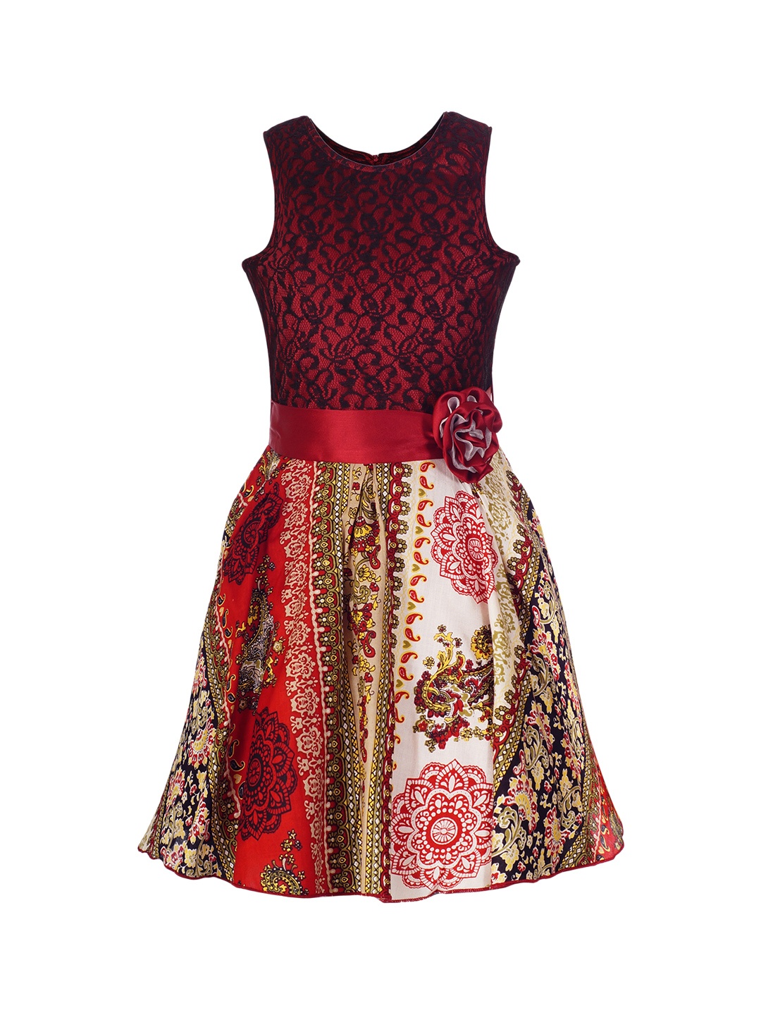 

naughty ninos Girls Red Printed Fit and Flare Dress