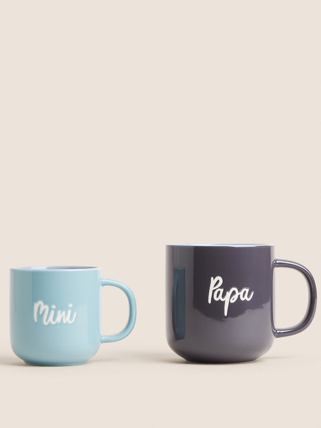 

Marks & Spencer Blue & Grey 2 Pieces Stoneware Glossy Mugs 250ml Each