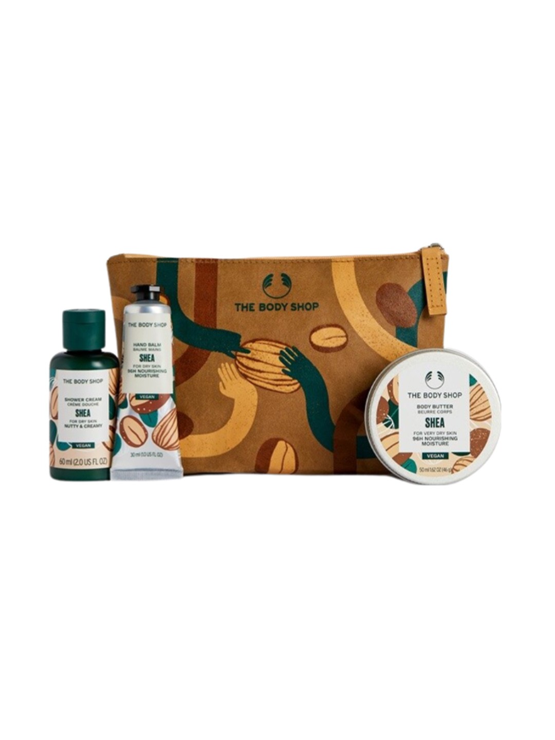 

THE BODY SHOP Set of Shea Shower Cream + Hand Balm + Body Butter, Brown