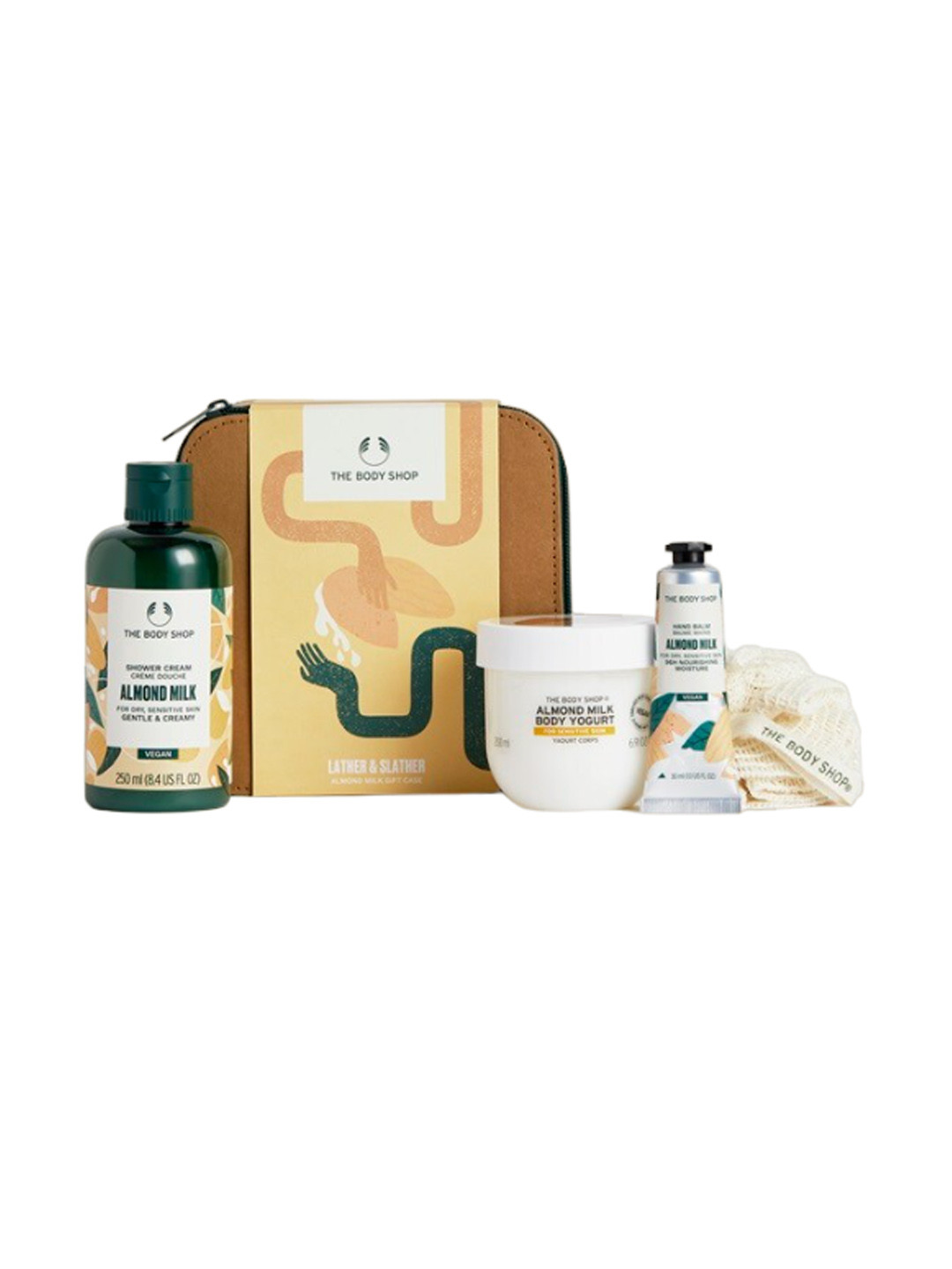 

THE BODY SHOP Almond Milk Set Of 3 Shower Cream-Body Yogurt-Hand Balm-Small Remie Lily, Na