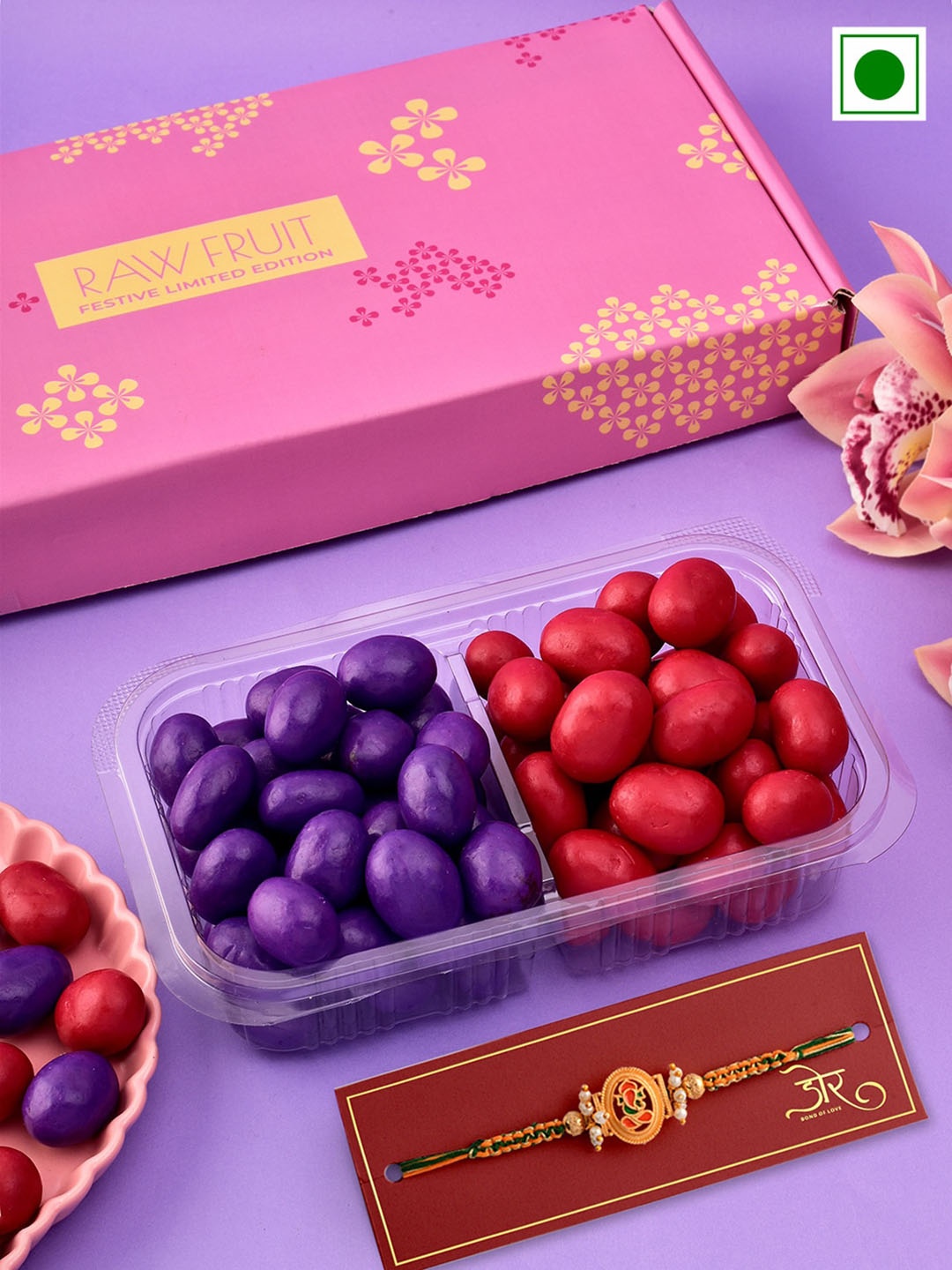 

RawFruit Blueberry Strawberry Dragees With Rakhi-160gms Each, White