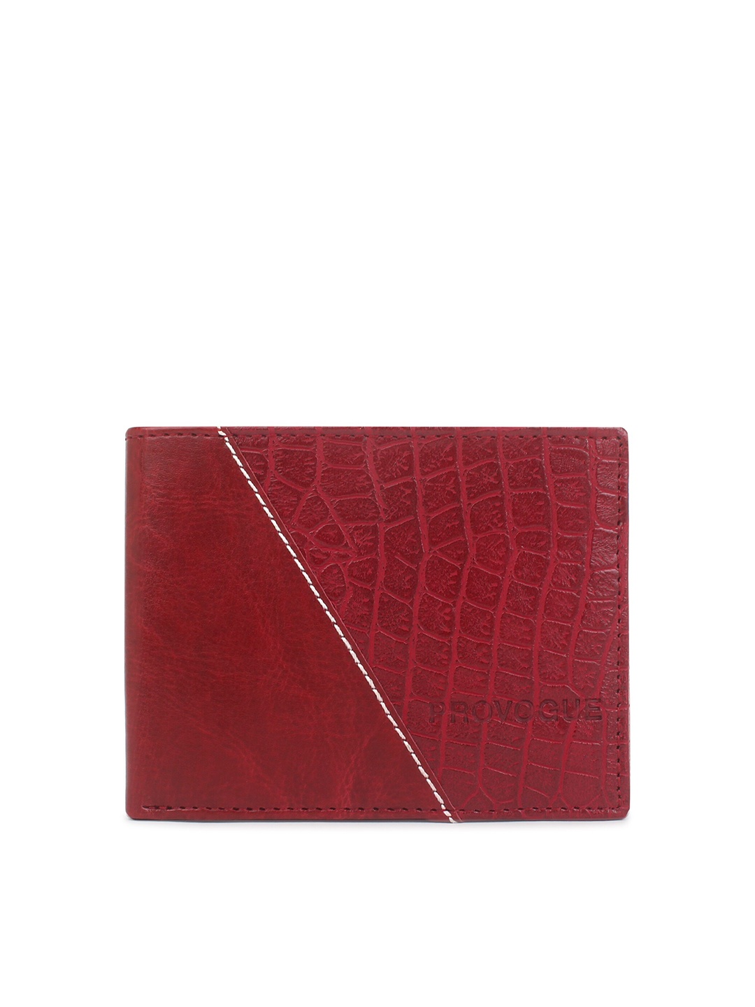 

Provogue Men Abstract Textured RFID Two Fold Wallet, Maroon