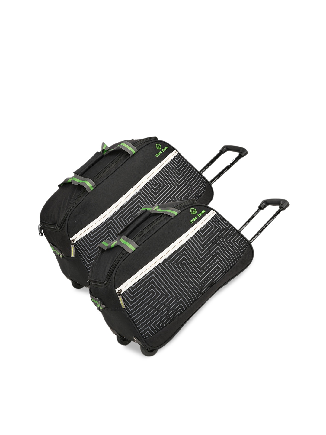 

Stony Brook by Nasher Miles Set Of 2 Printed Soft-Sided Trolley Duffel Bags, Black