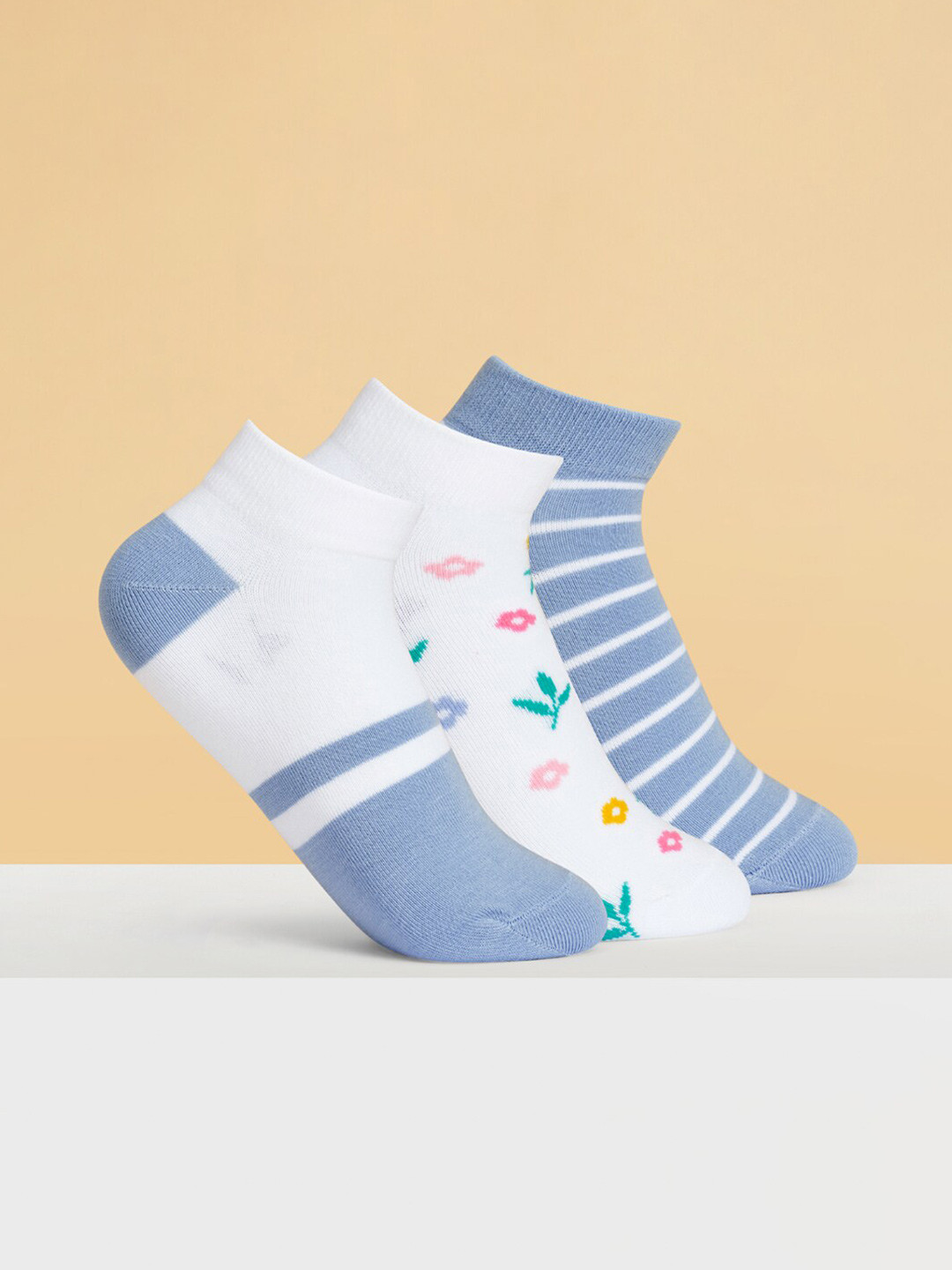 

Honey by Pantaloons Women Pack Of 3 Patterned Ankle Length Socks, White