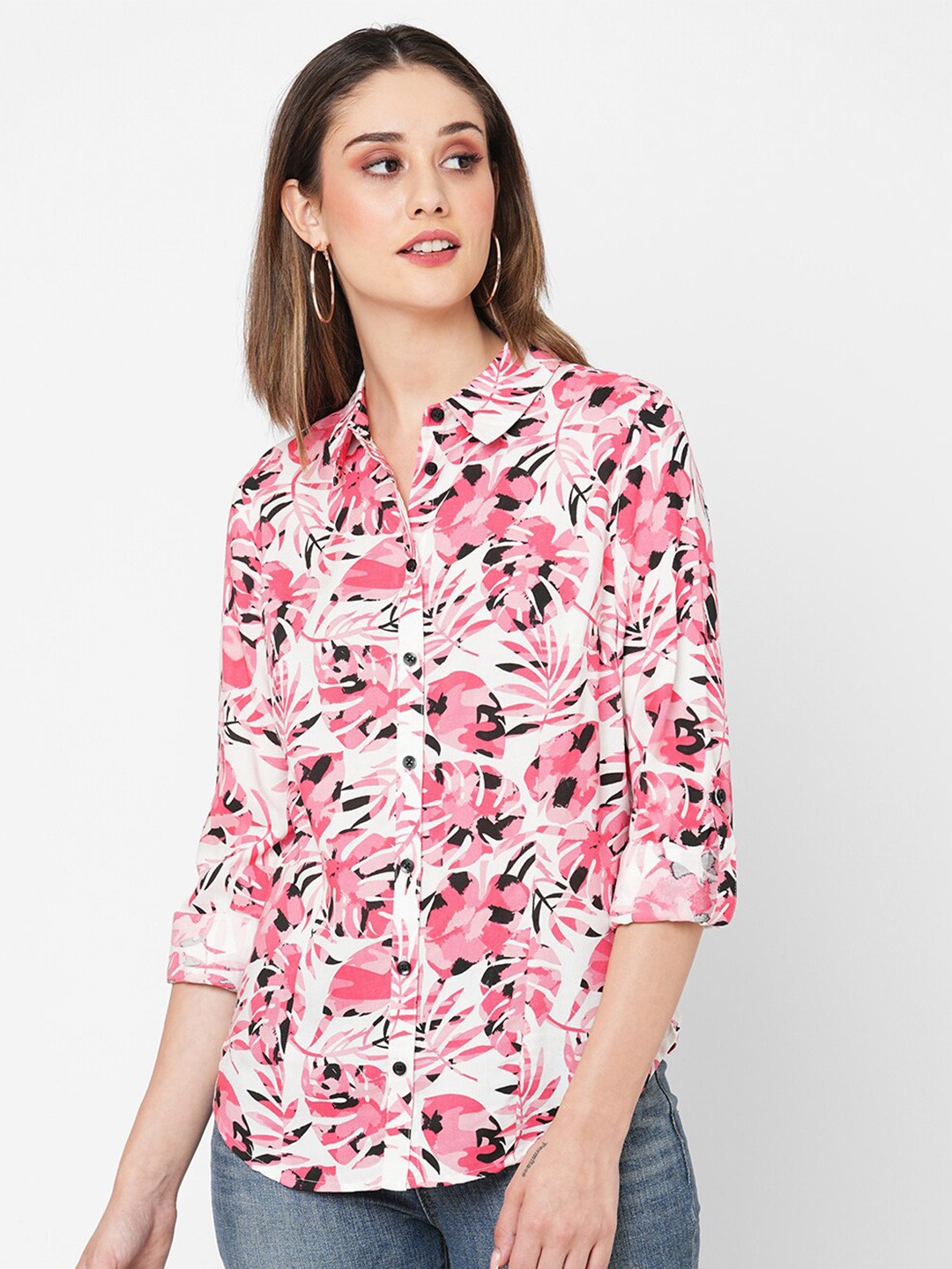 

VASTRADO Floral Opaque Printed Casual Shirt, White