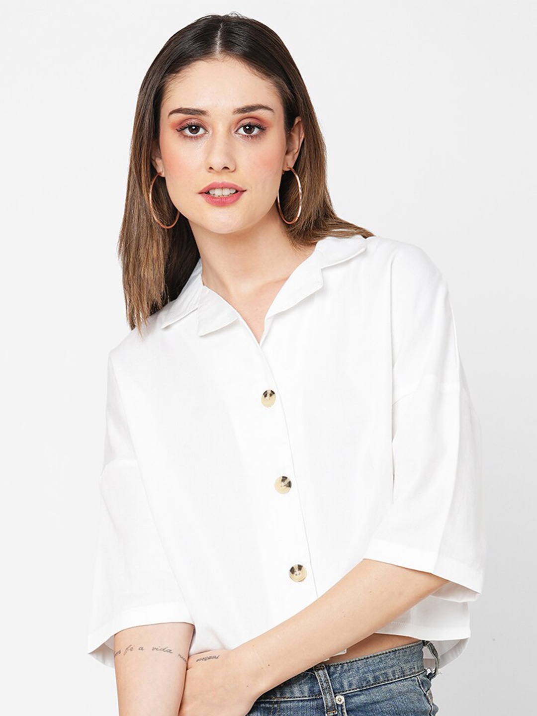 

VASTRADO Boxy Opaque Cotton Casual Shirt, White