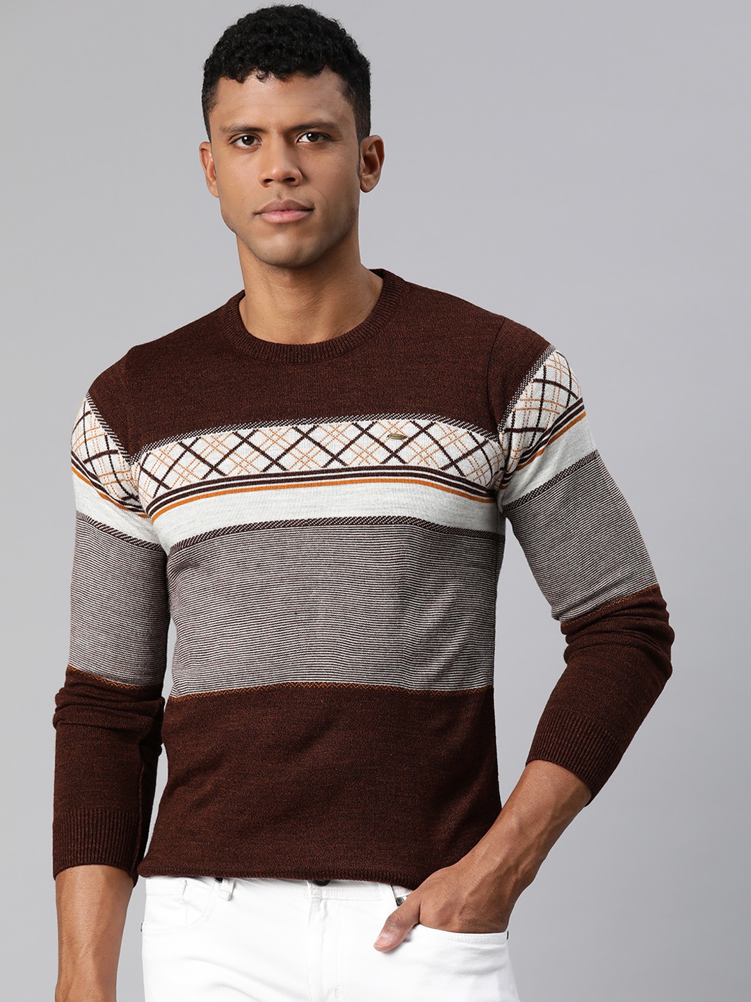 

Pierre Carlo Men Self Design Pullover, Copper