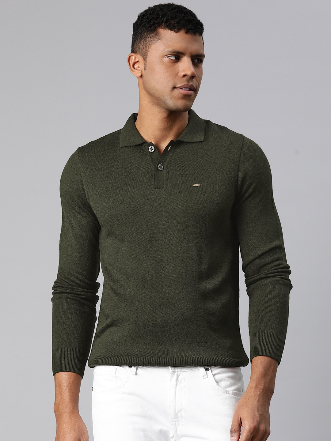 

Pierre Carlo Men Solid Pullover, Olive