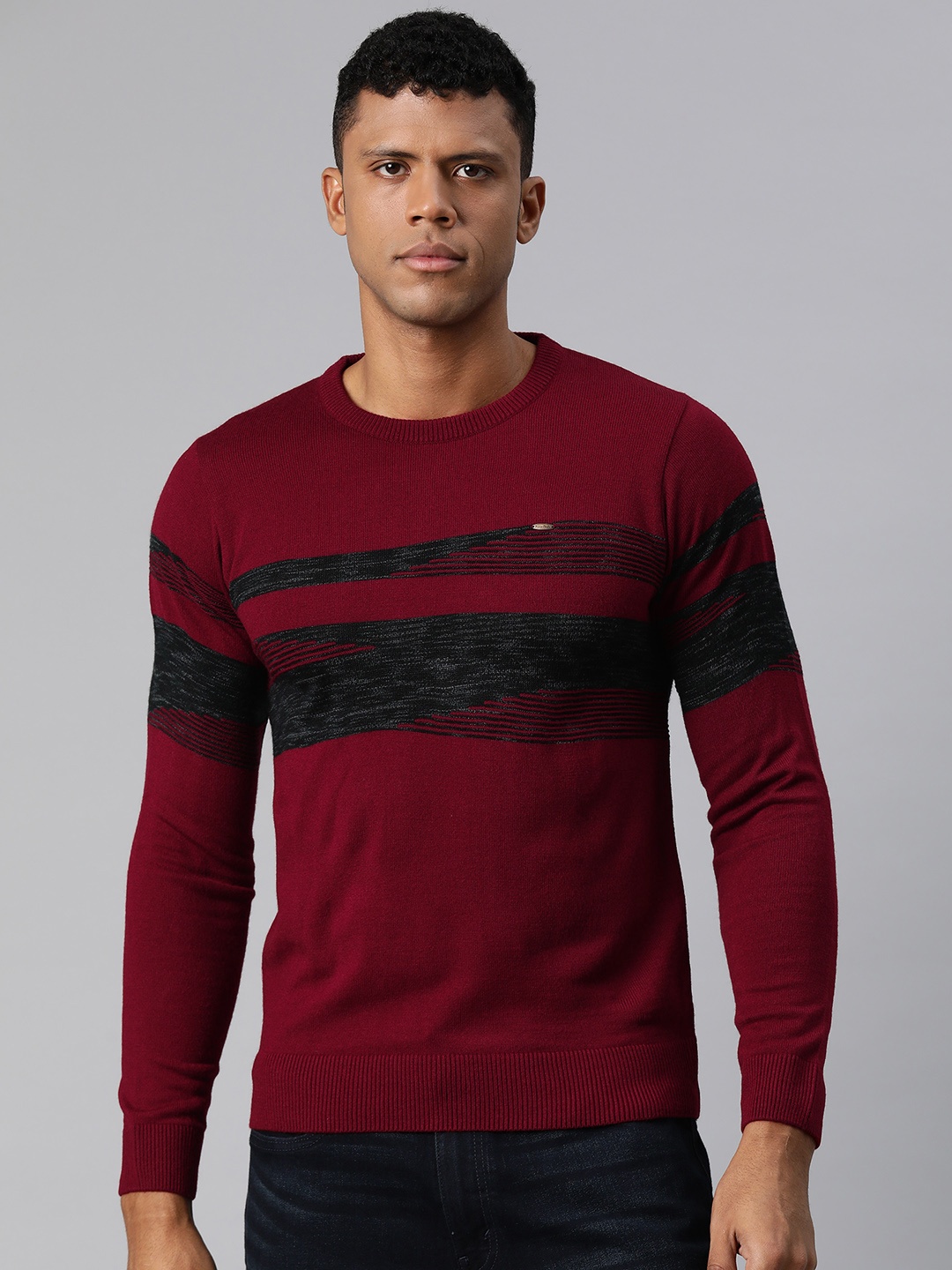 

Pierre Carlo Men Self Design Pullover, Maroon
