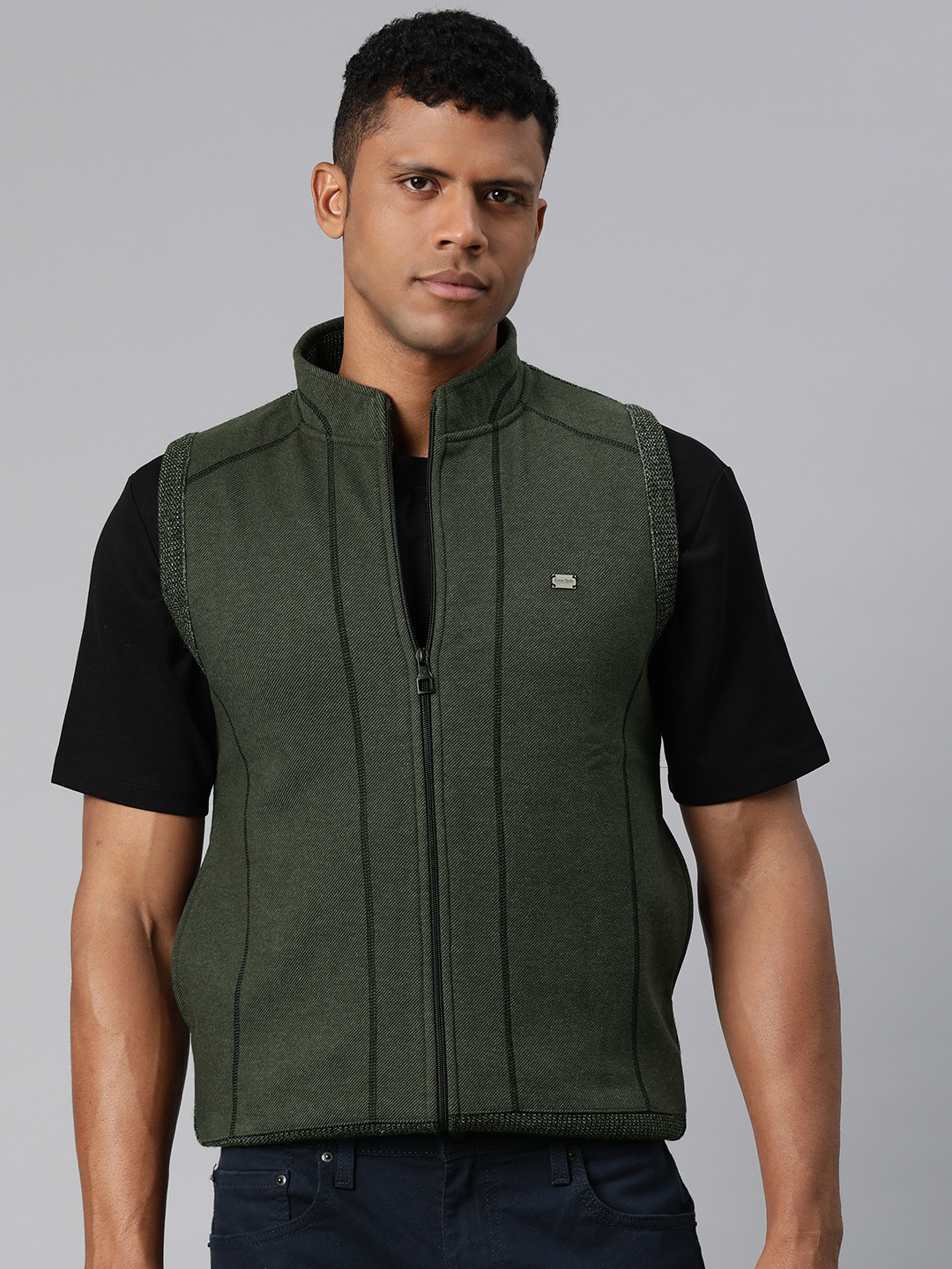 

Pierre Carlo Men Solid Sweater Vest, Olive