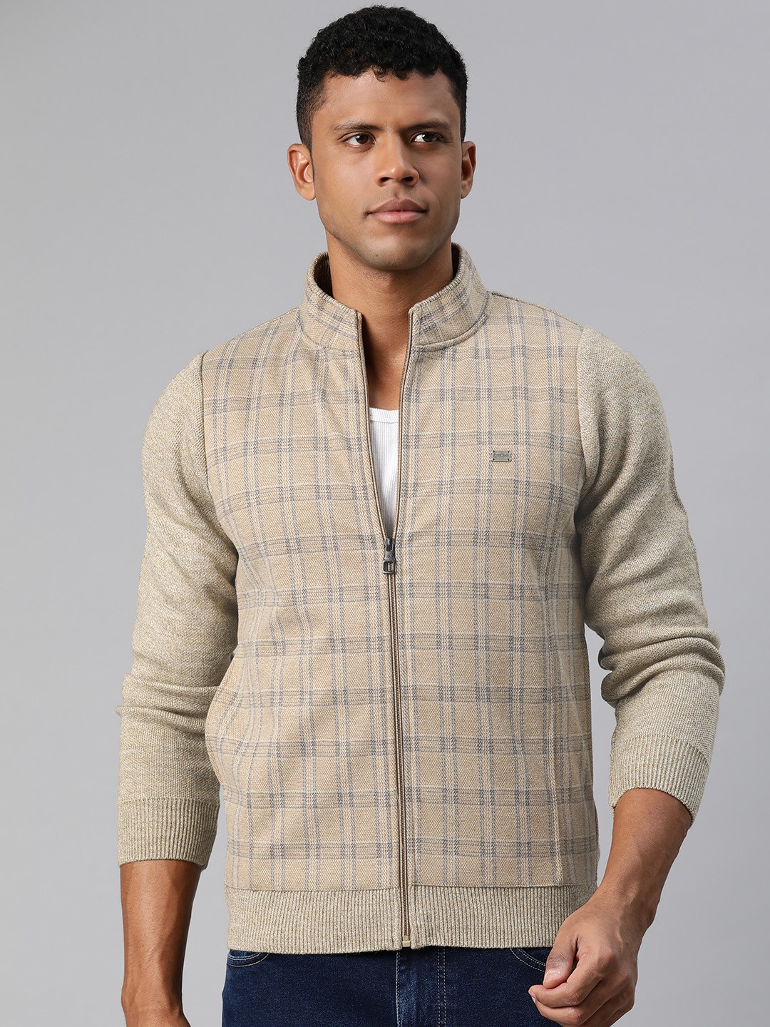 

Pierre Carlo Men Checked Sweater Vest, Beige