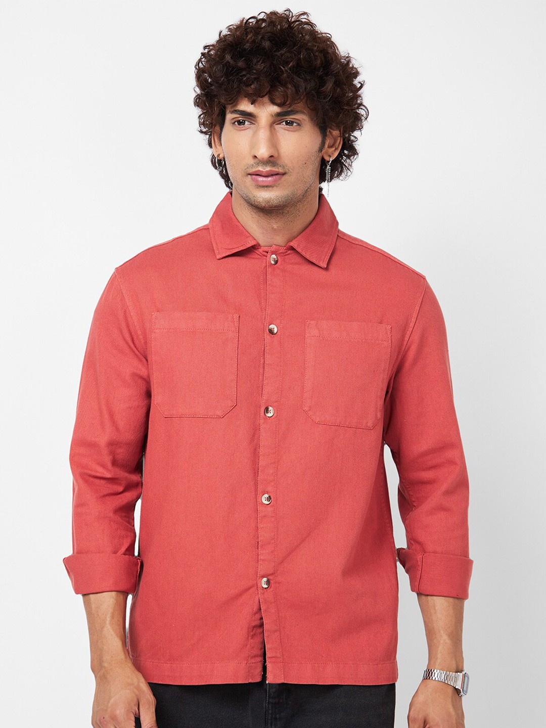 

VASTRADO Opaque Cotton Casual Shirt, Coral