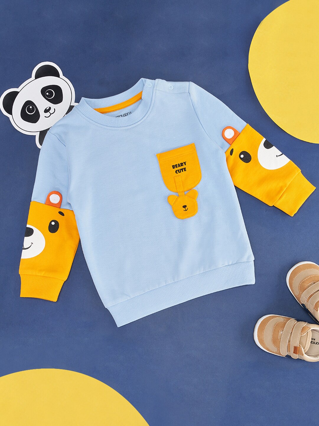 

Pantaloons Baby Infant Boys Graphic Printed Cotton Sweatshirt, Blue