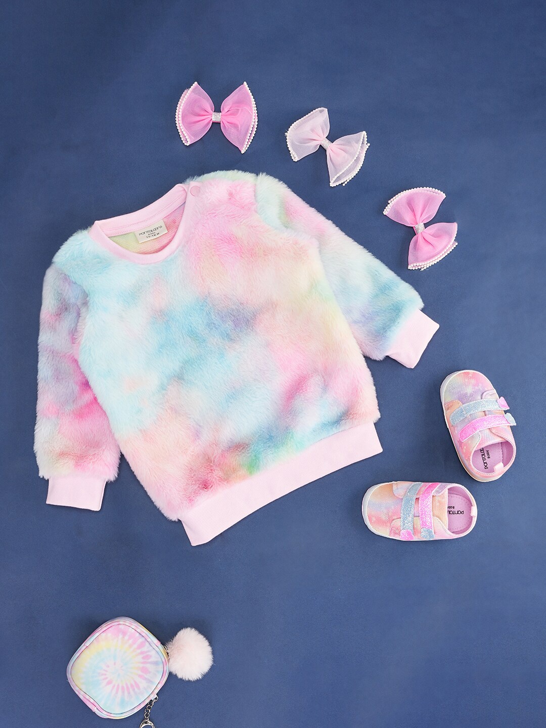 

Pantaloons Baby Infant Girls Tie & Dye Cotton Sweatshirt, Pink