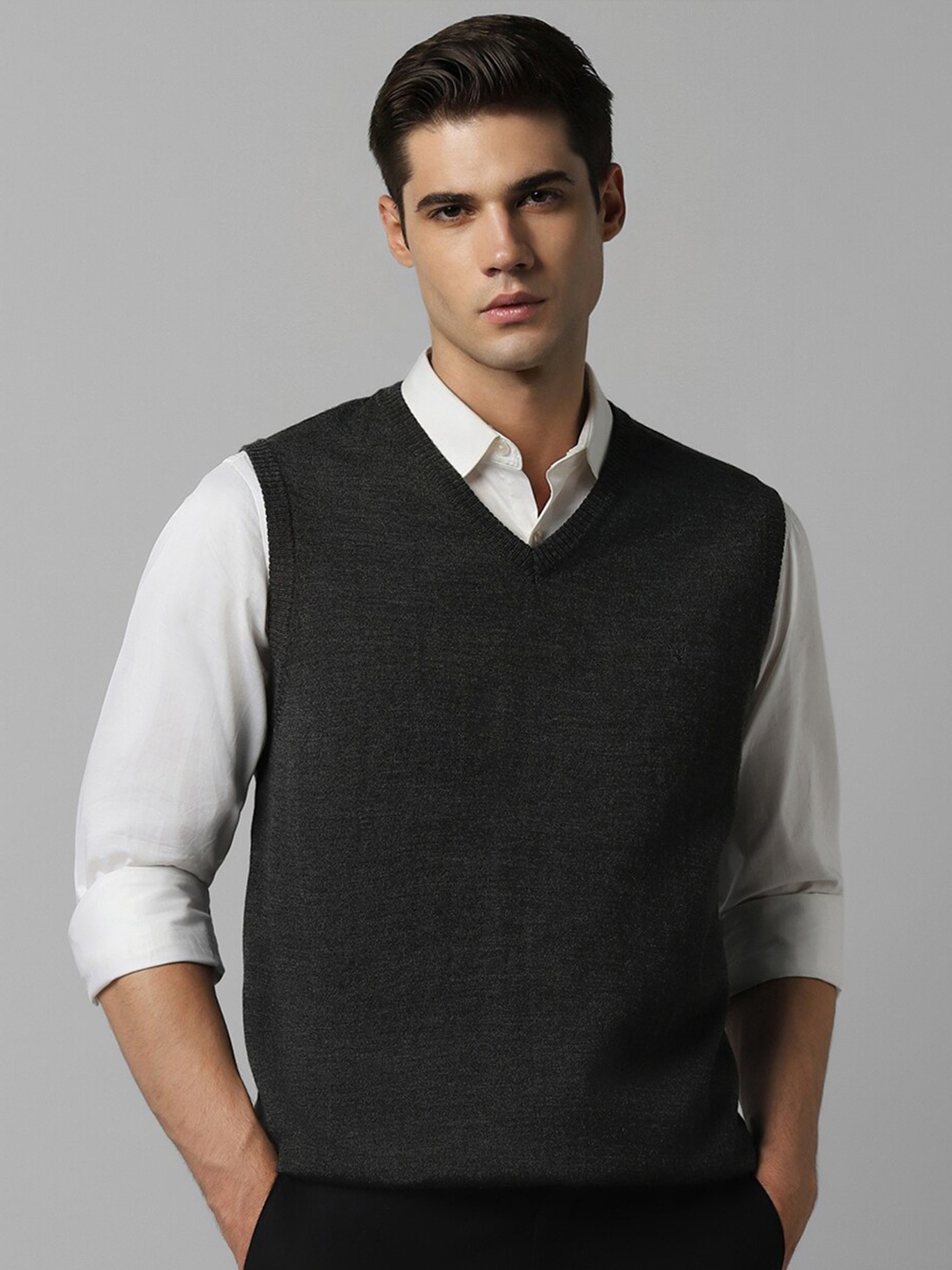 

Allen Solly V-Neck Woollen Sweater Vest, Grey