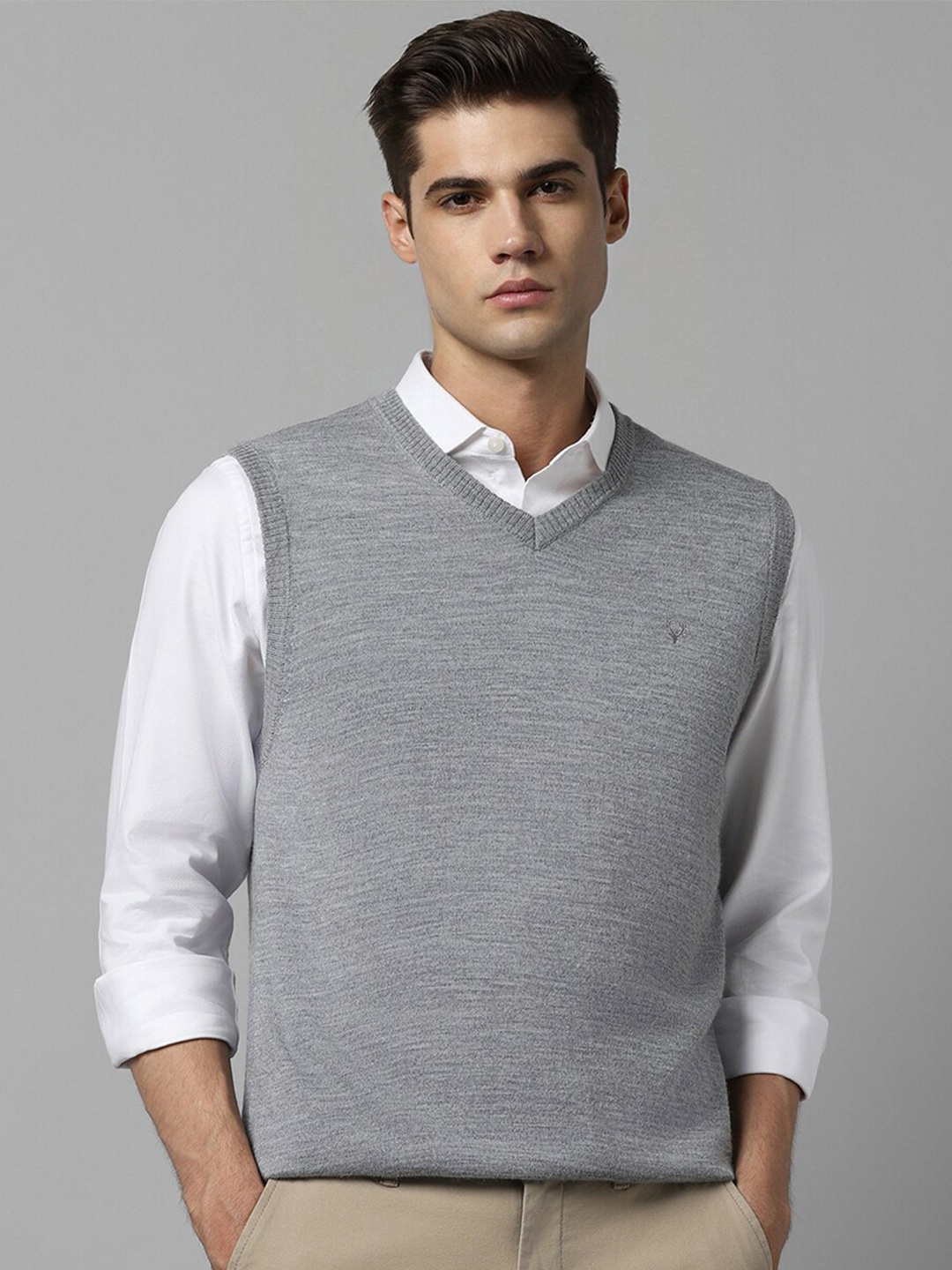 

Allen Solly V-Neck Woollen Sweater Vest, Grey