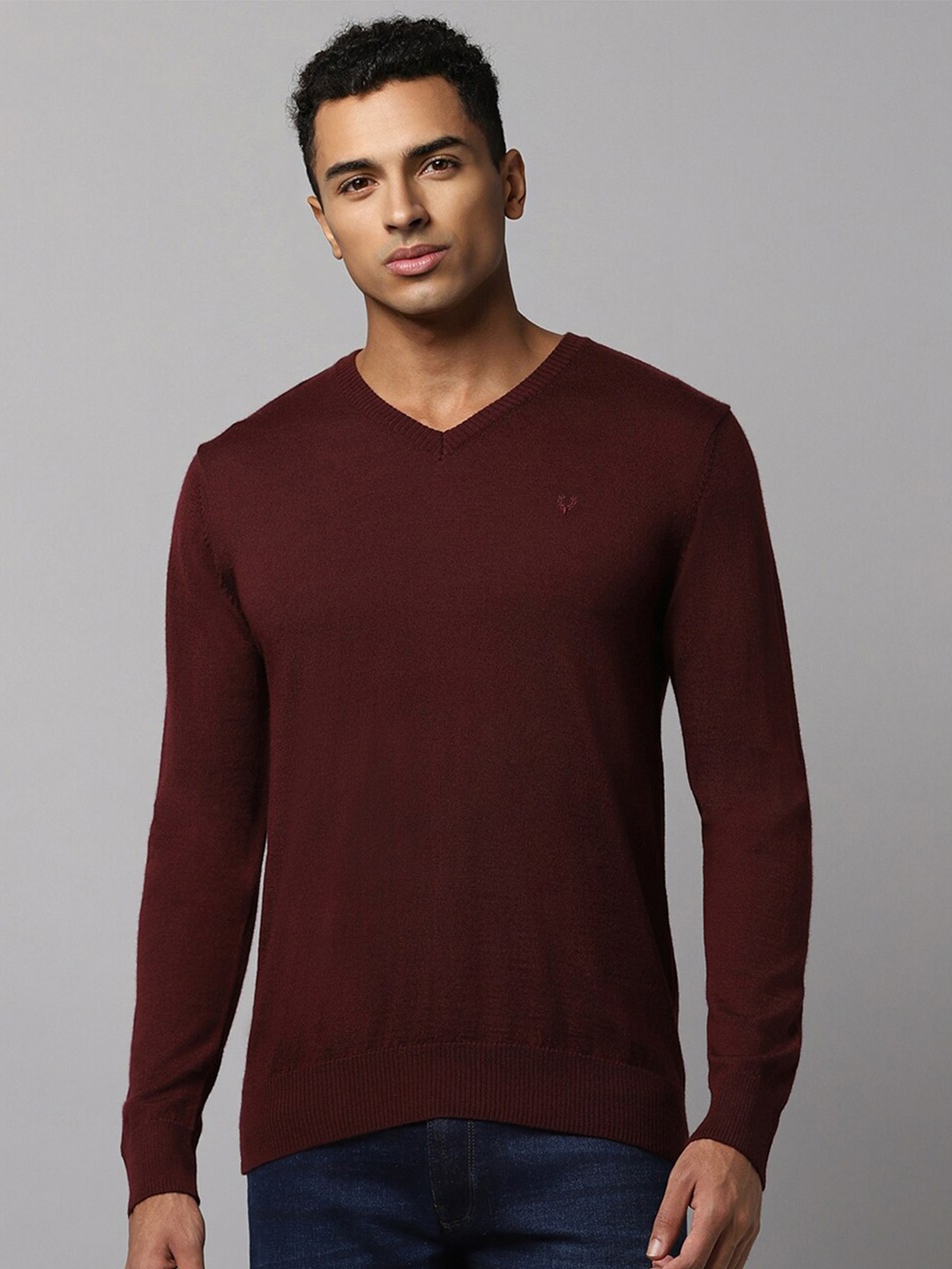 

Allen Solly V-Neck Woollen Pullover, Maroon