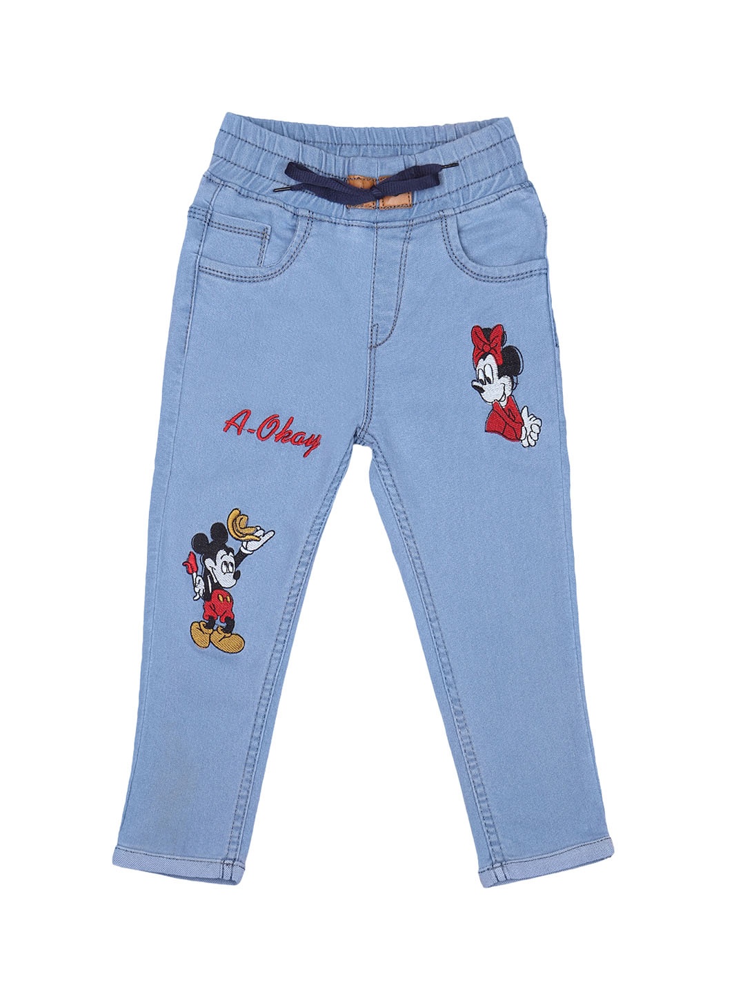 

A-Okay Girls Mid-Rise Jogger Fit Clean Look Denim Jeans, Blue