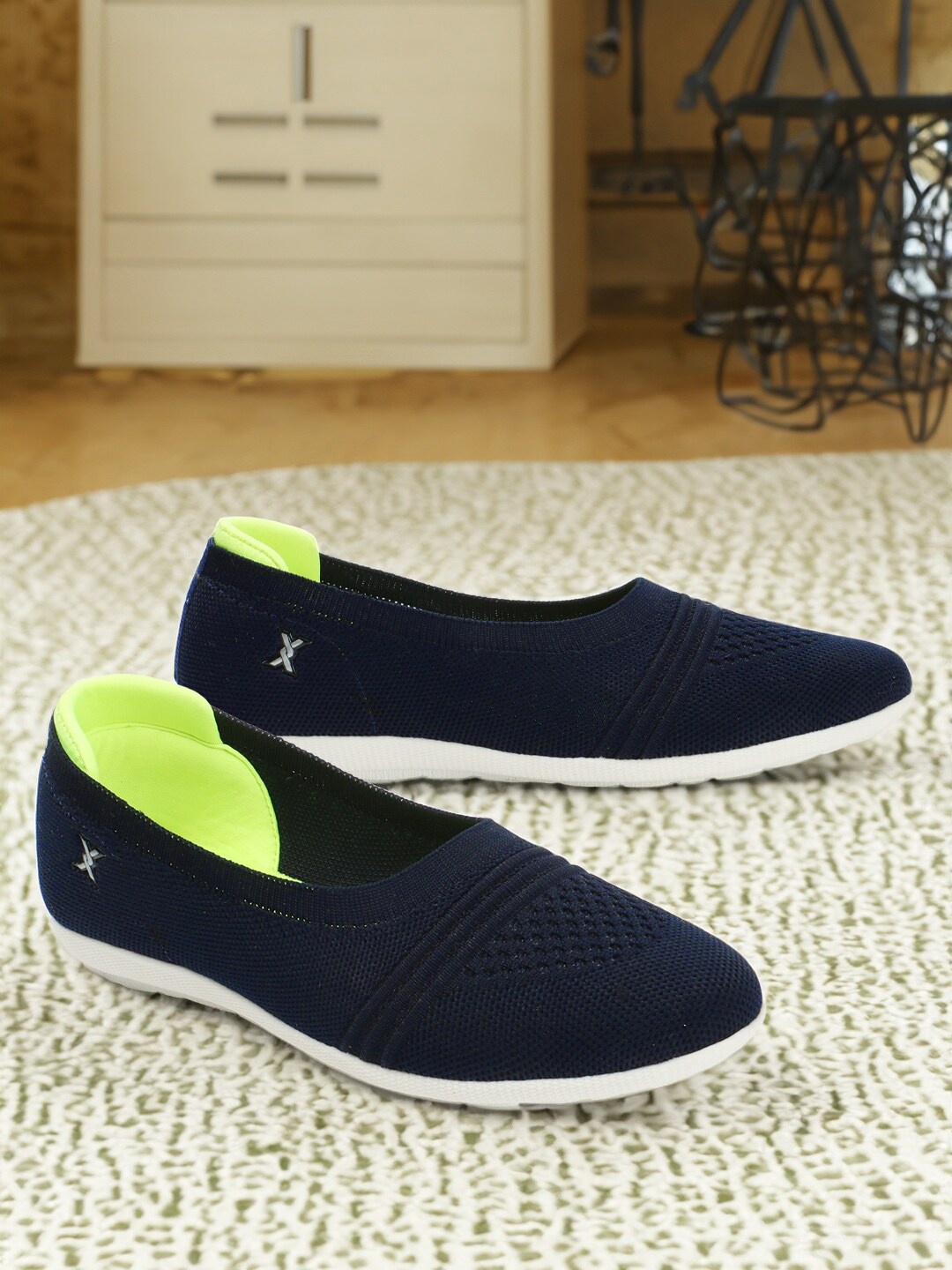

Carlton London sports Women Self Design Slip-On Sneakers, Navy blue