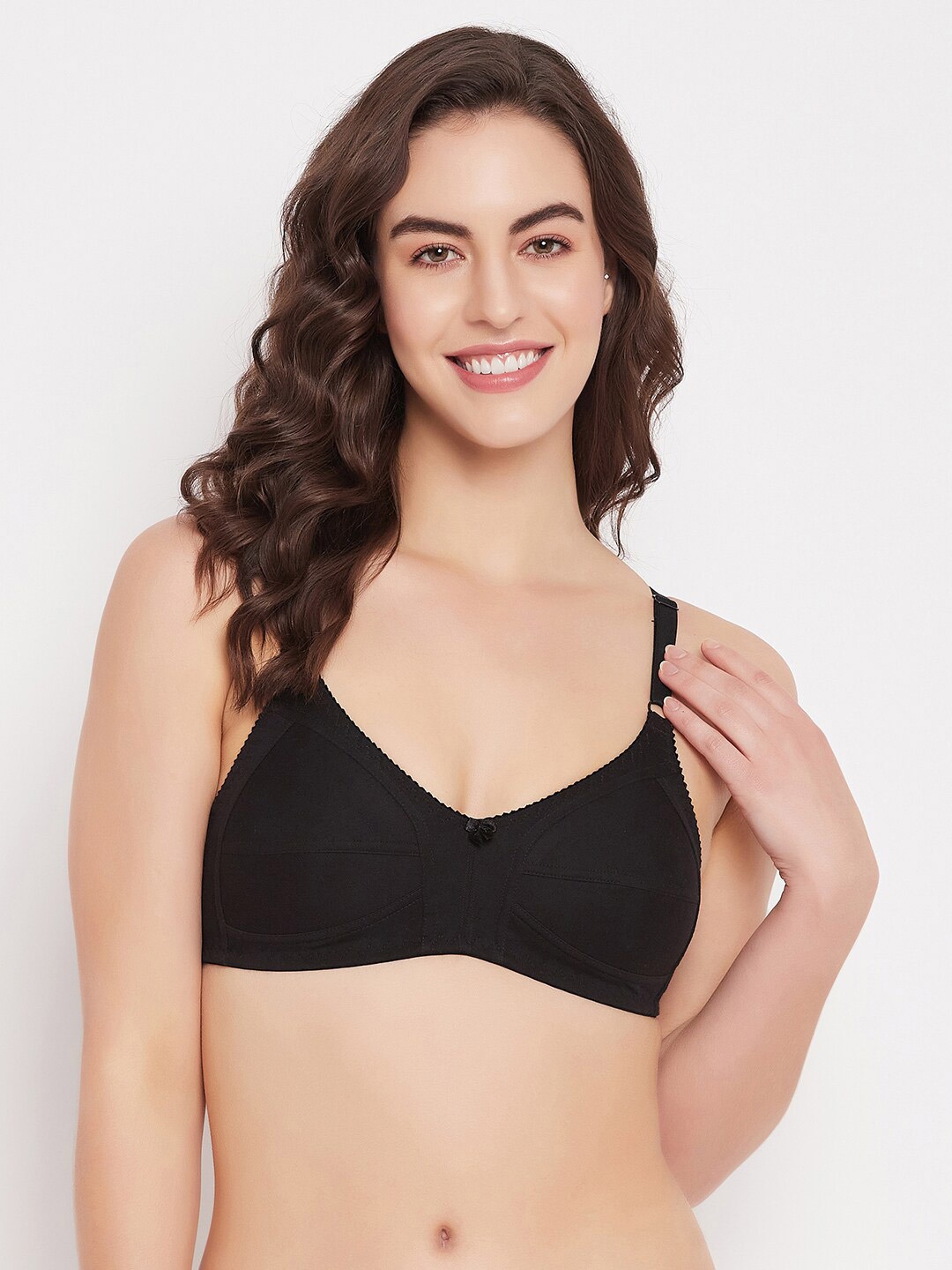 

Clovia Black Cotton Full Coverage Bra All Day Comfort