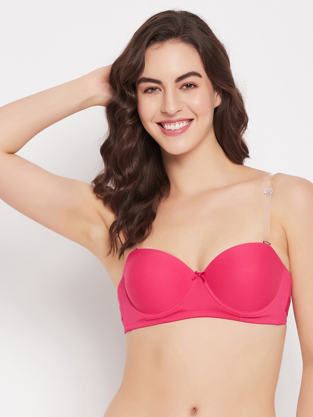 

Clovia Pink Underwired Lightly Padded Full Coverage Cotton Balconette Bra All Day Comfort