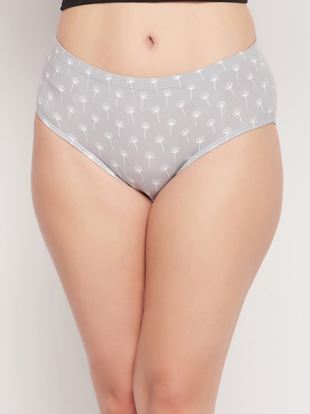 

Clovia Floral Printed Pure Cotton Hipster Briefs, Grey