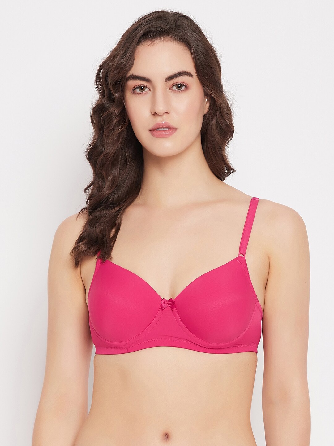 

Clovia Pink Lightly Padded Underwired Full Coverage All Day Comfort T-shirt Bra