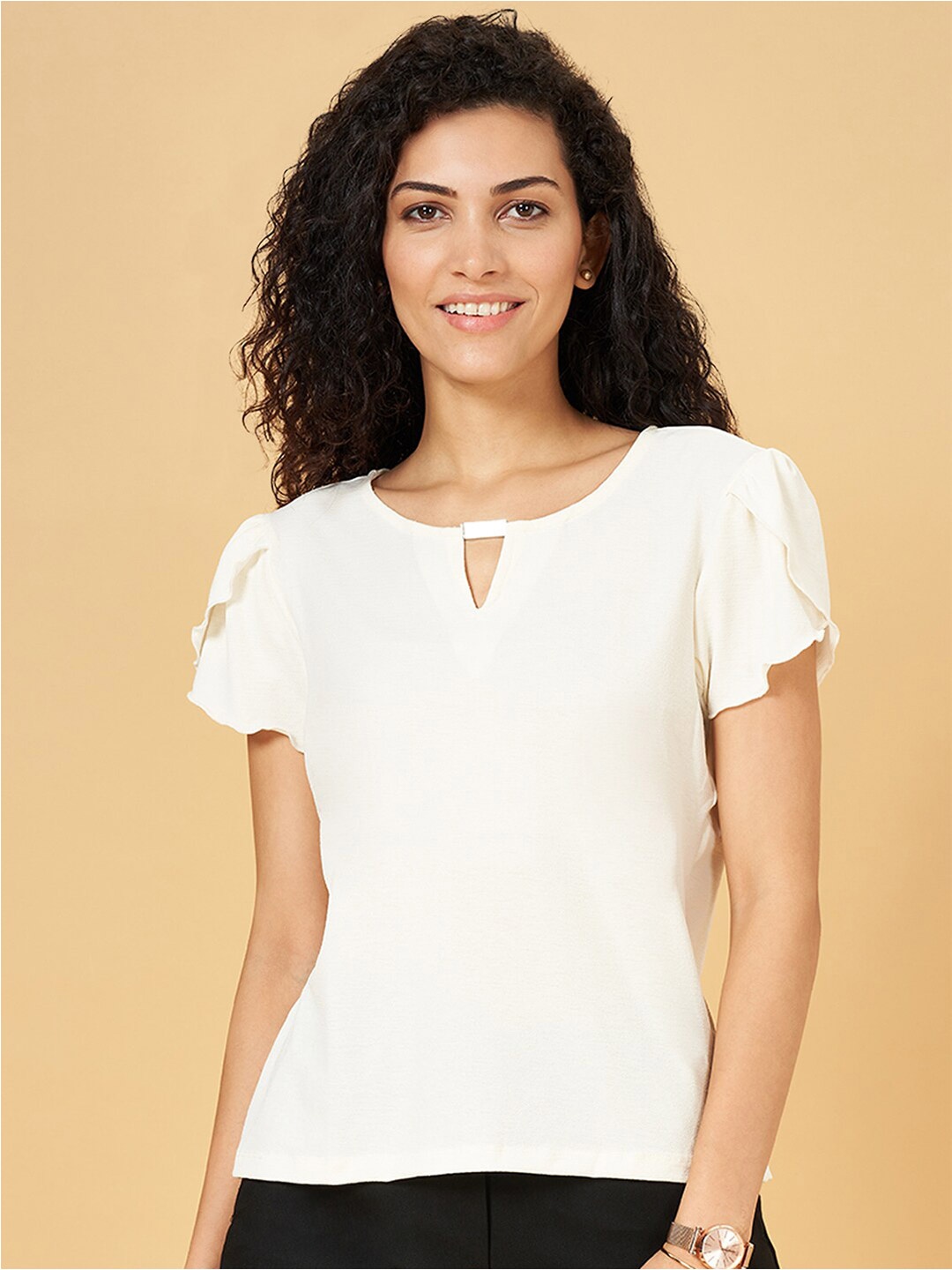 

Annabelle by Pantaloons Keyhole Neck Wrap Top, Off white