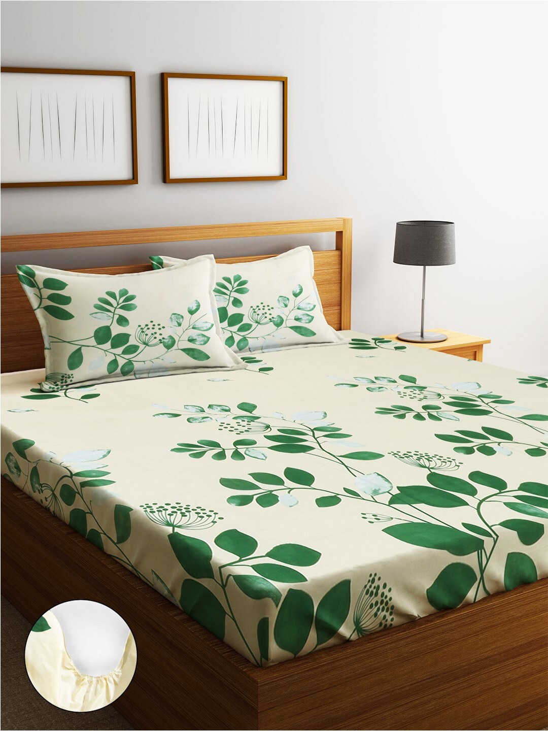 

Home Sizzler Green Floral Microfibre 210 TC King Bedsheet With 2 Pillow Covers