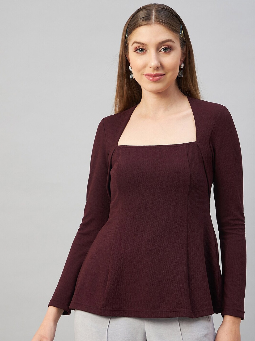 

Chemistry Square Neck A-Line Top, Burgundy