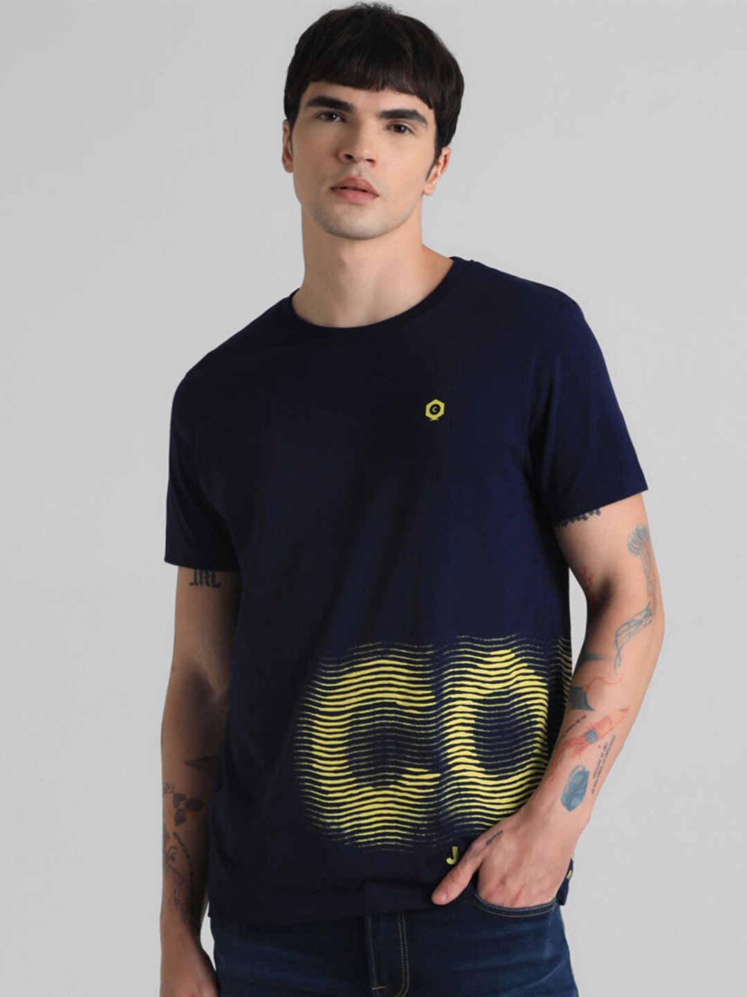 

Jack & Jones Round Neck Pure Cotton T-shirt, Navy blue